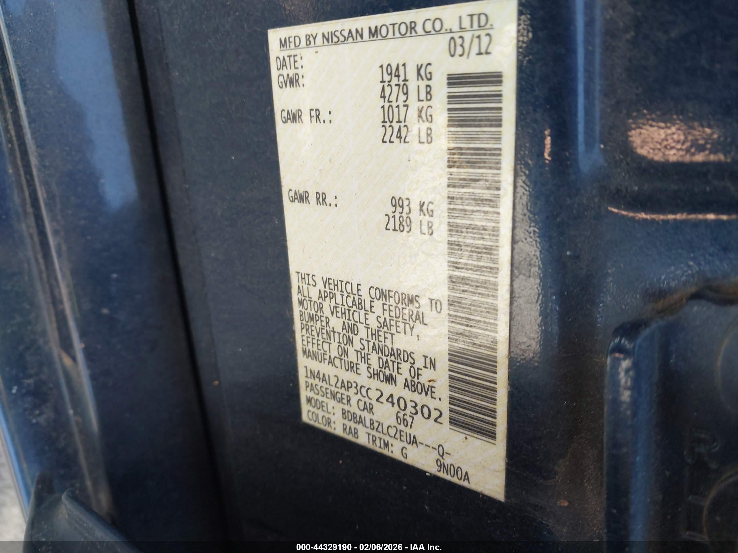 NISSAN ALTIMA image 9