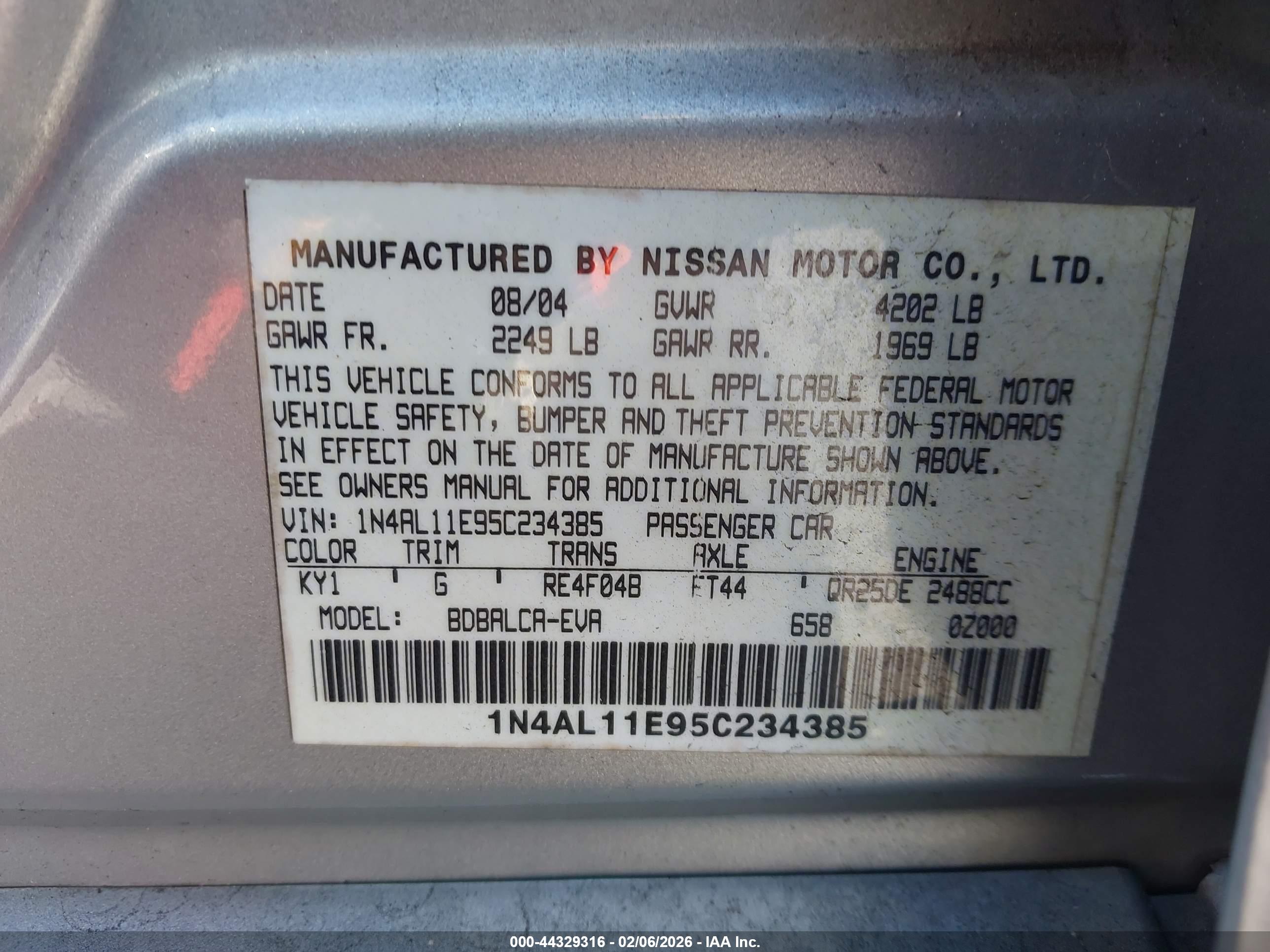 NISSAN ALTIMA image 9