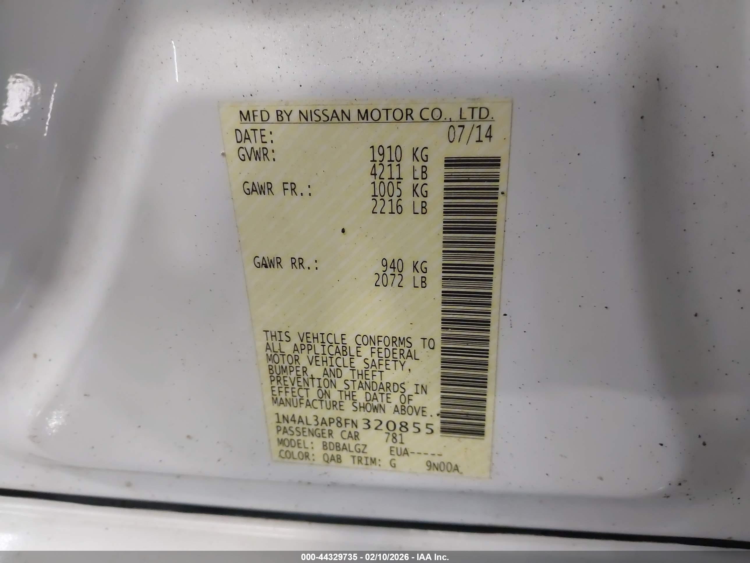 NISSAN ALTIMA image 9