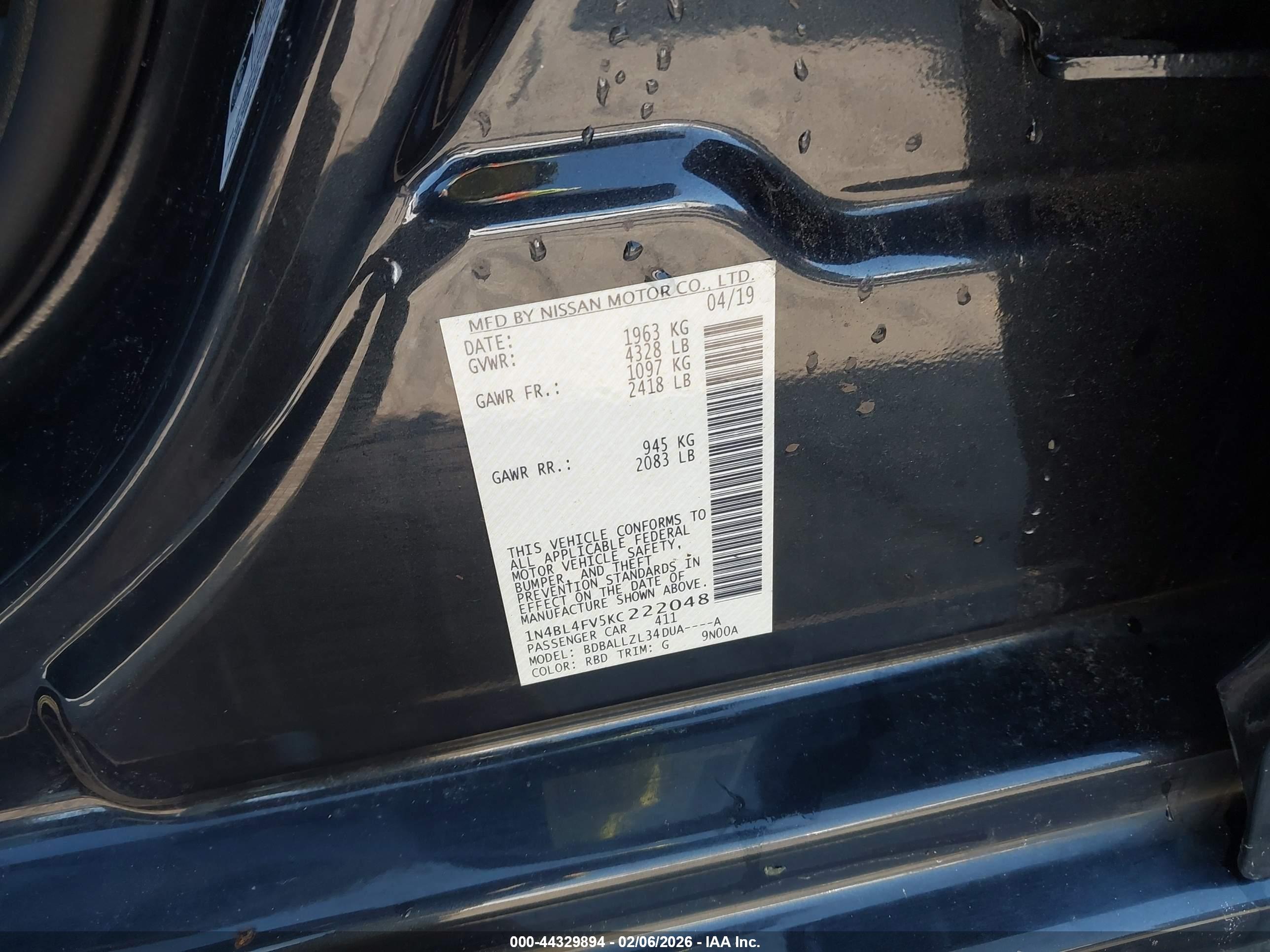NISSAN ALTIMA image 9