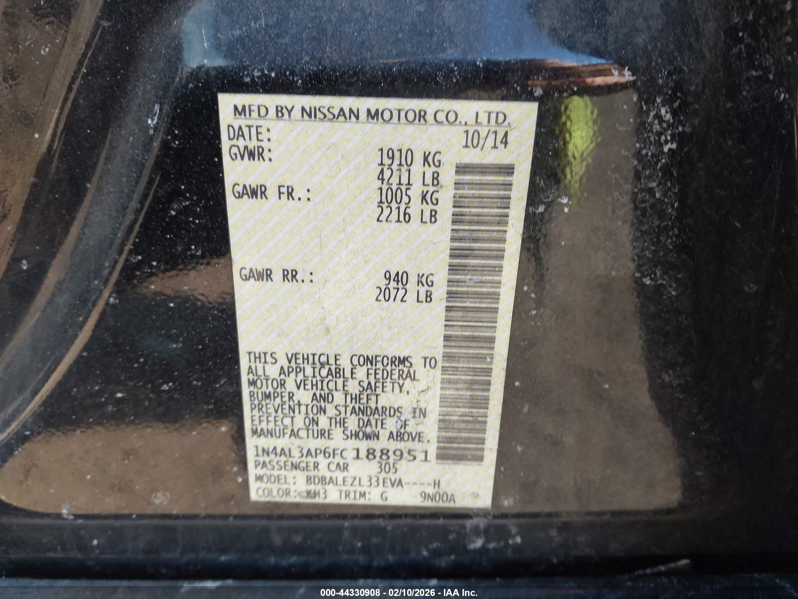 NISSAN ALTIMA image 9