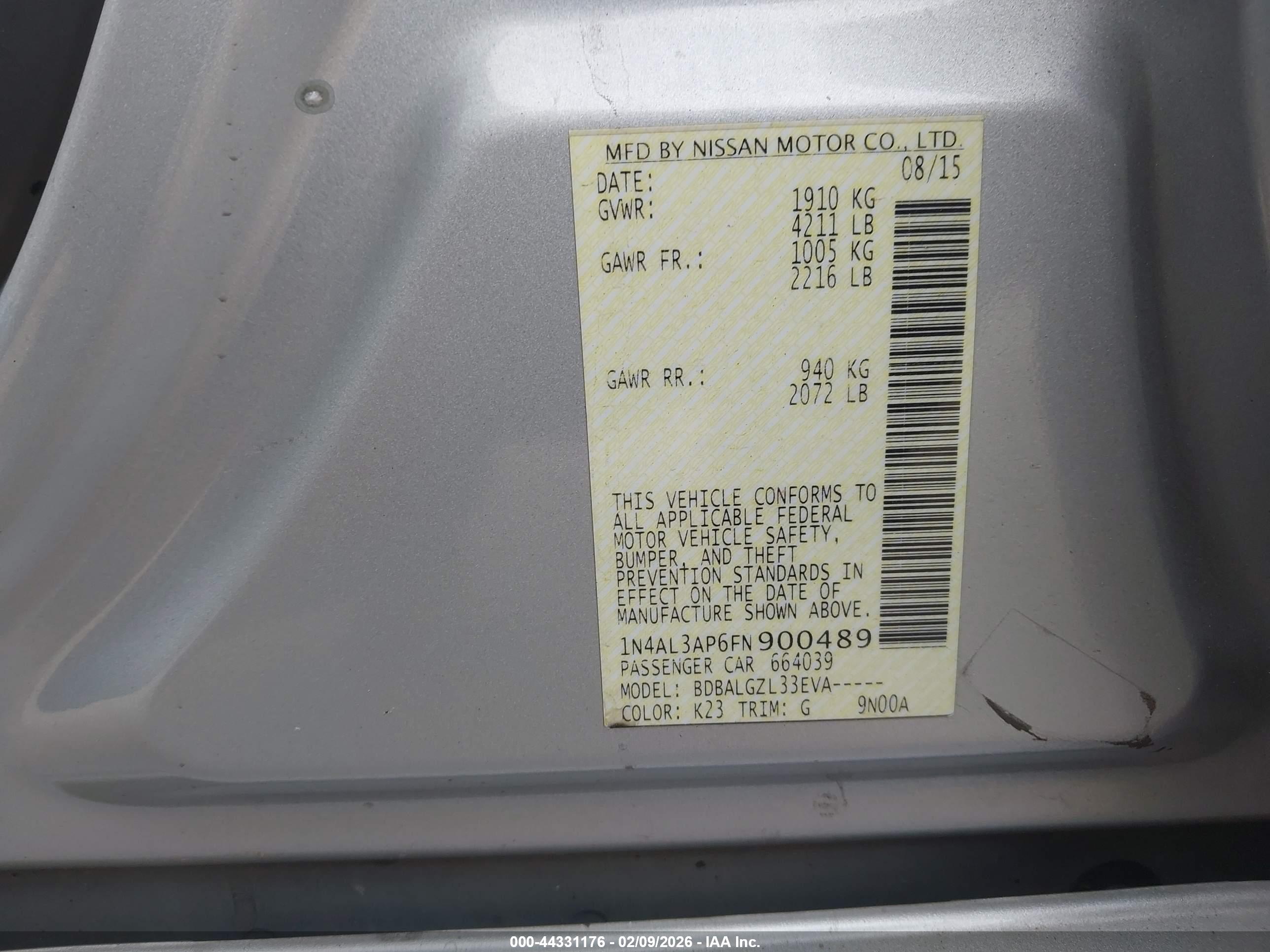 NISSAN ALTIMA image 9