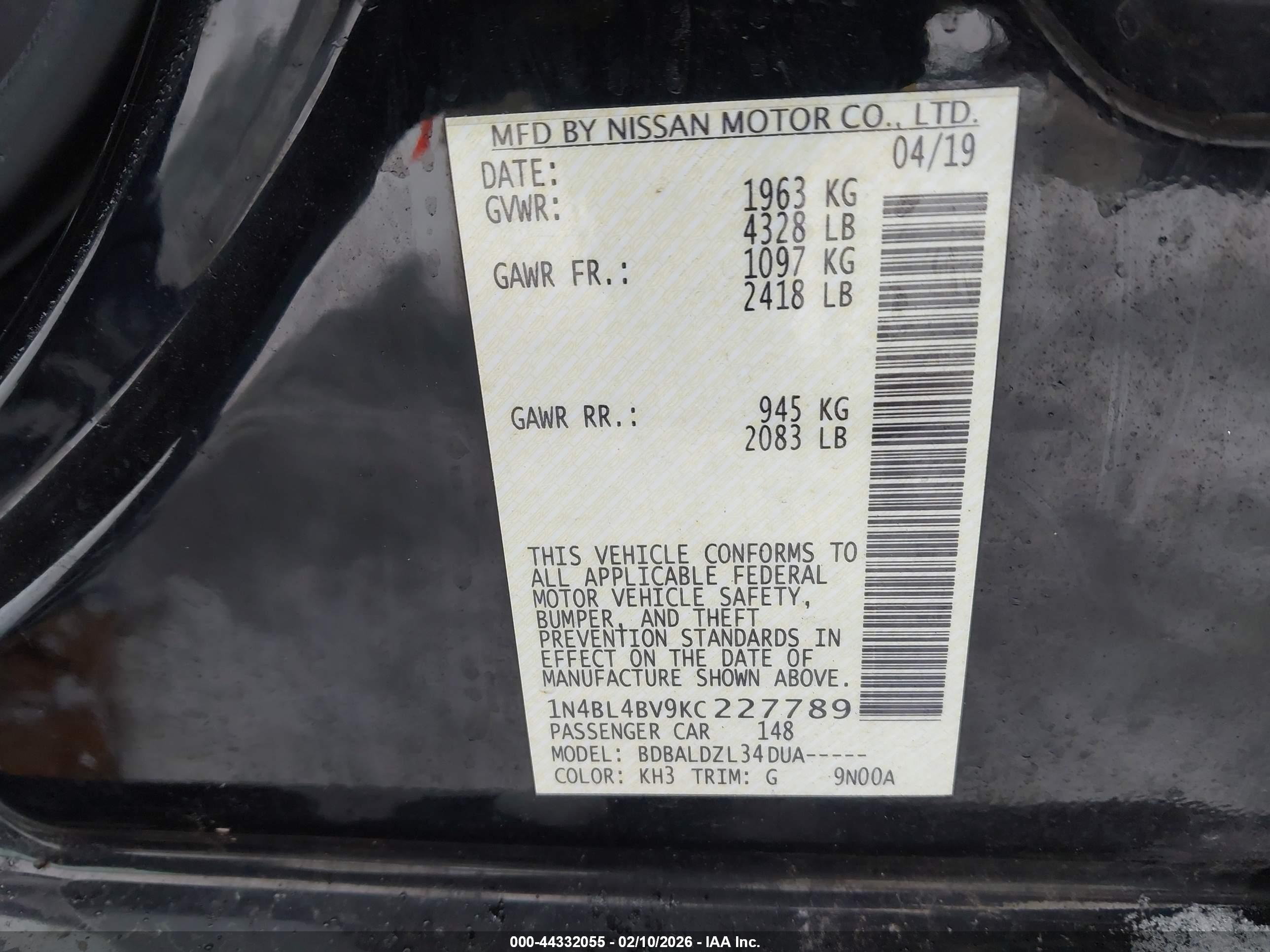 NISSAN ALTIMA image 9