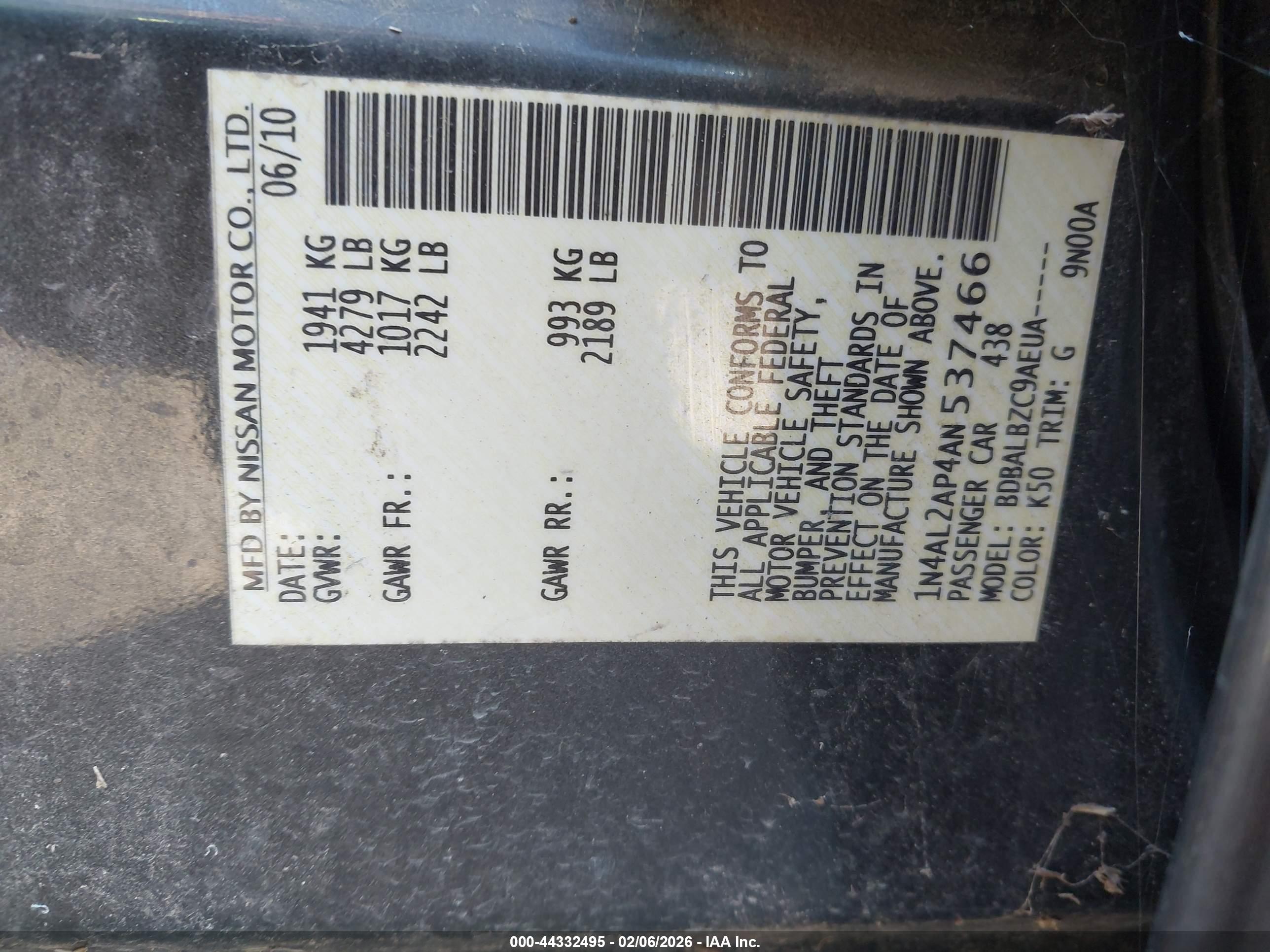 NISSAN ALTIMA image 9