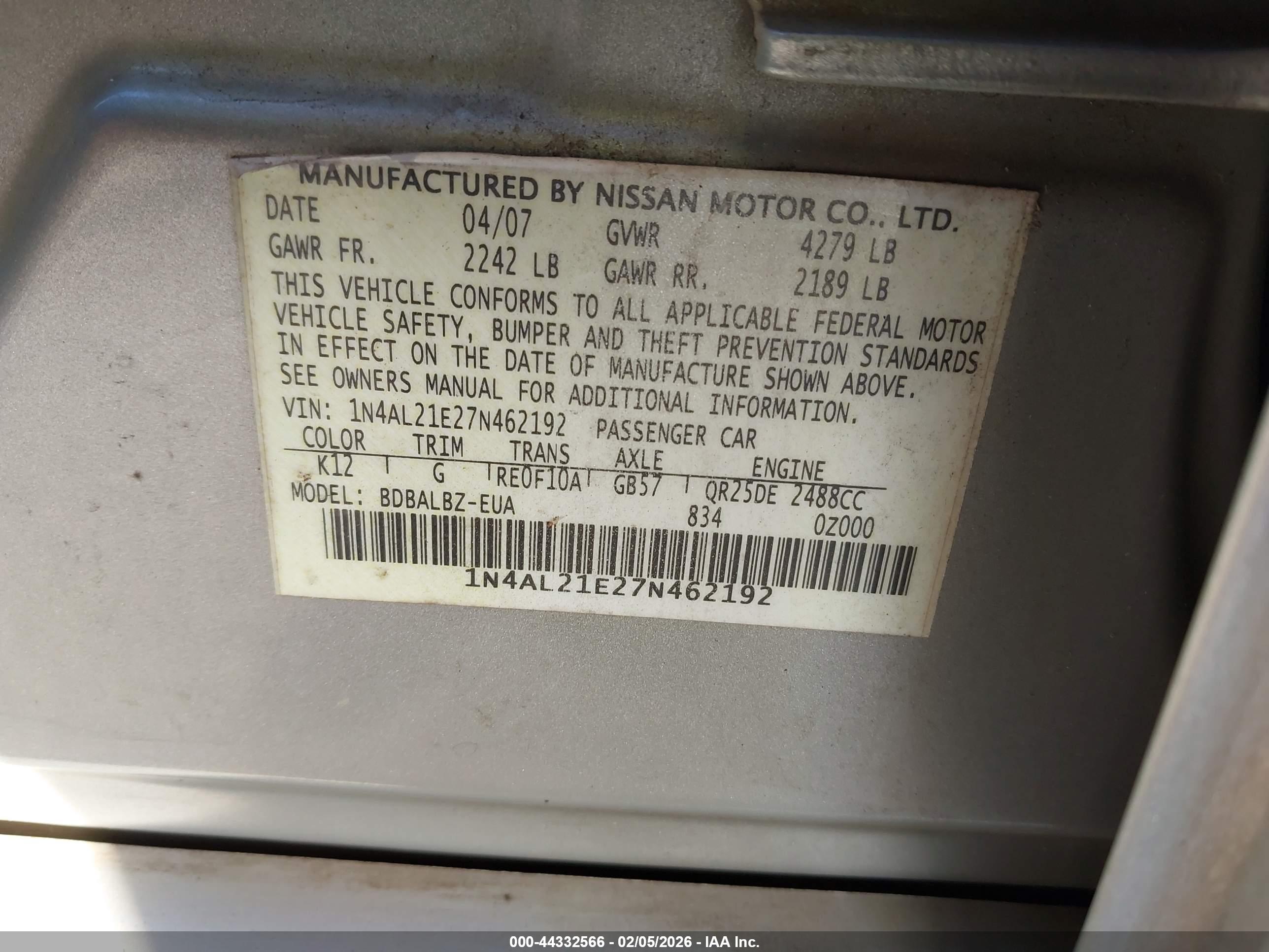 NISSAN ALTIMA image 9