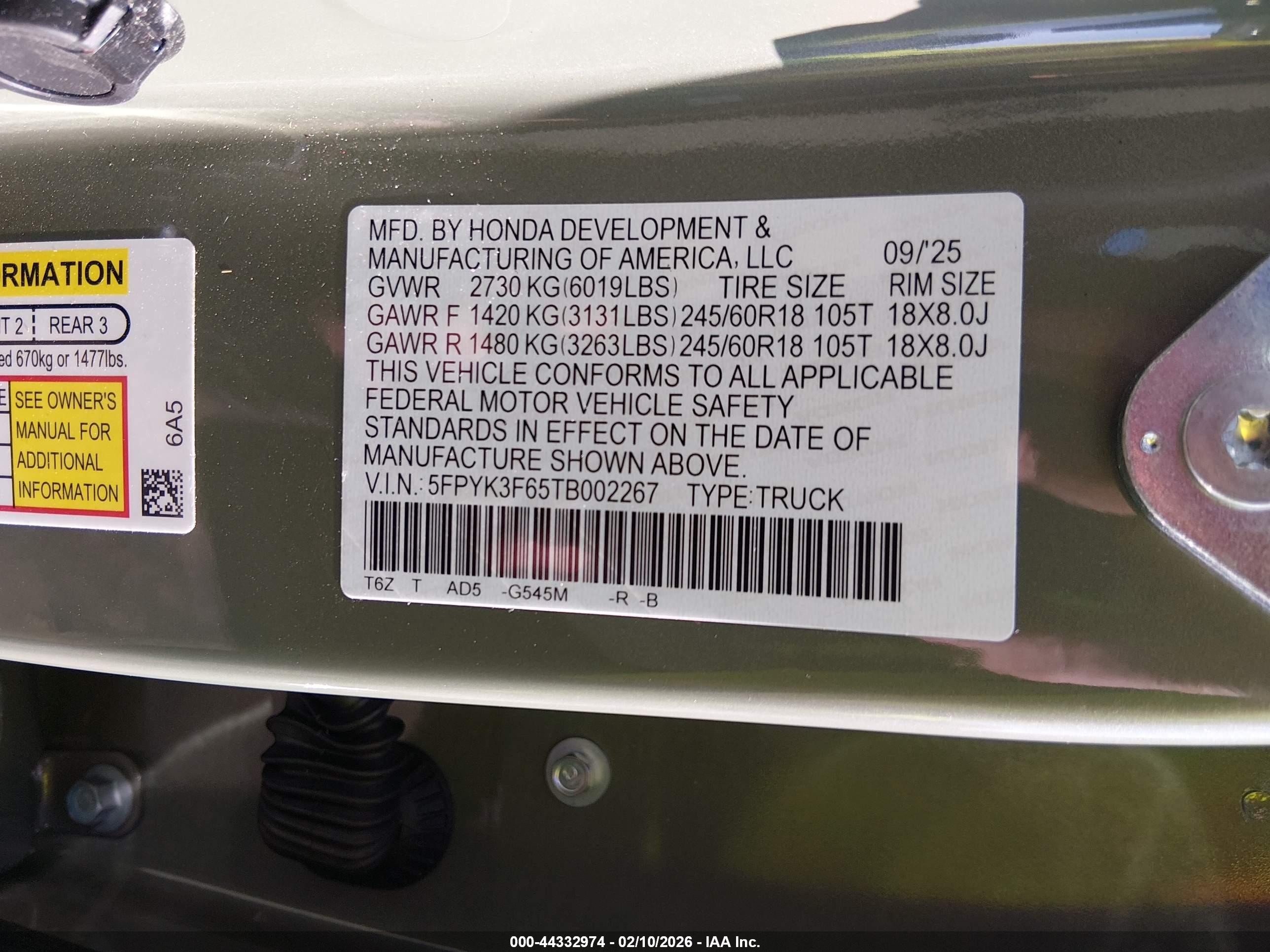 HONDA RIDGELINE image 9