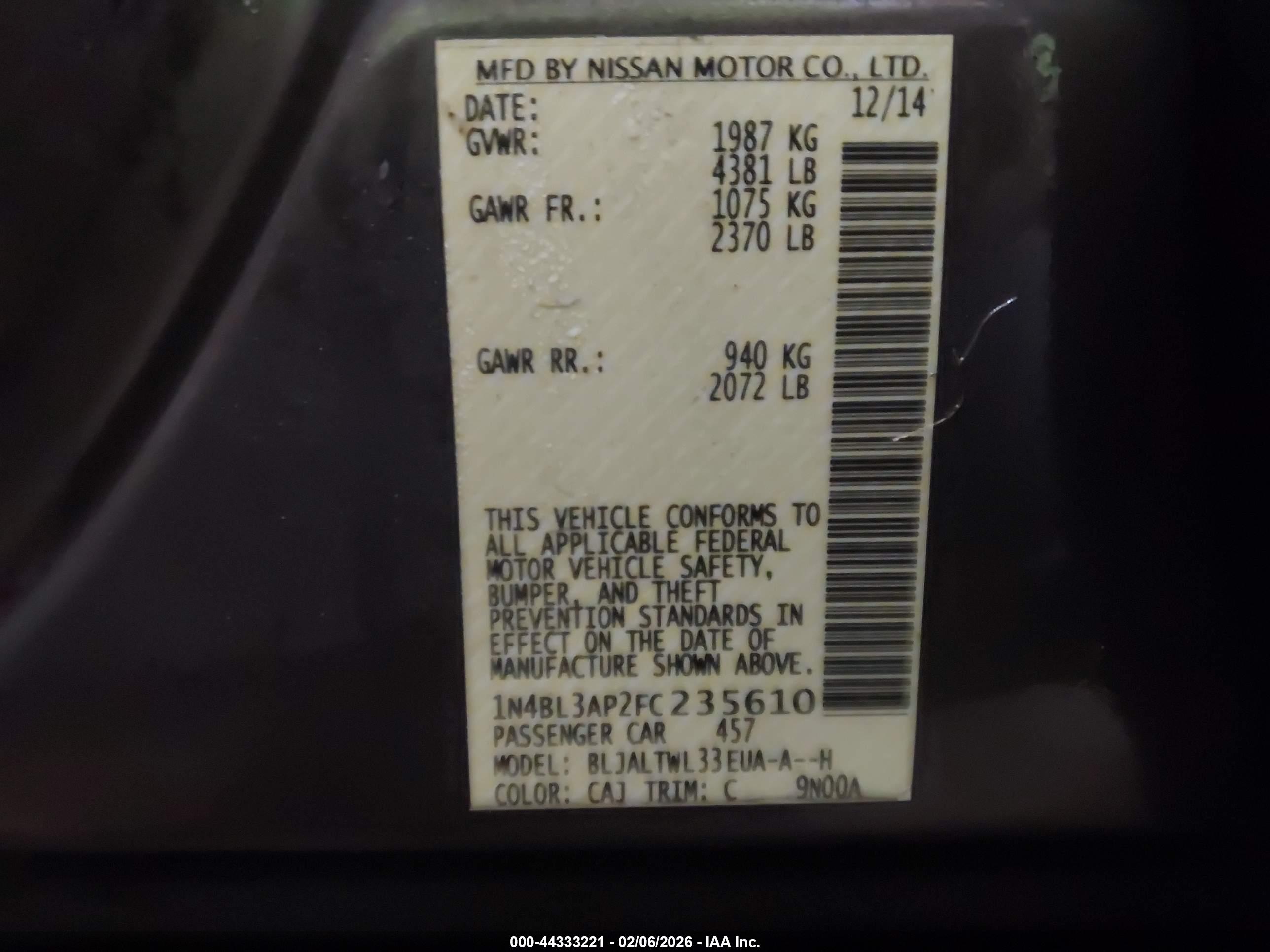 NISSAN ALTIMA image 9