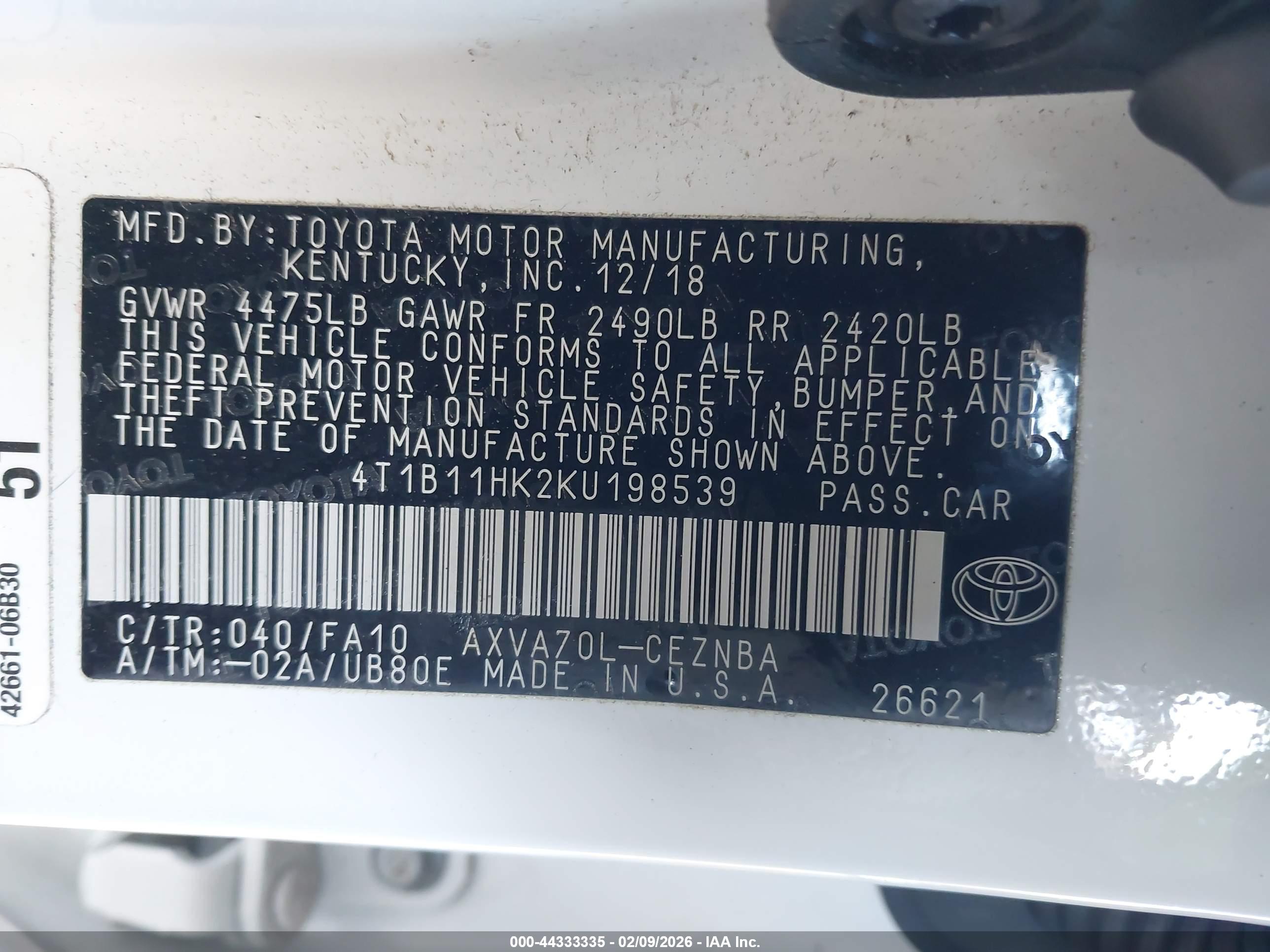TOYOTA CAMRY image 9