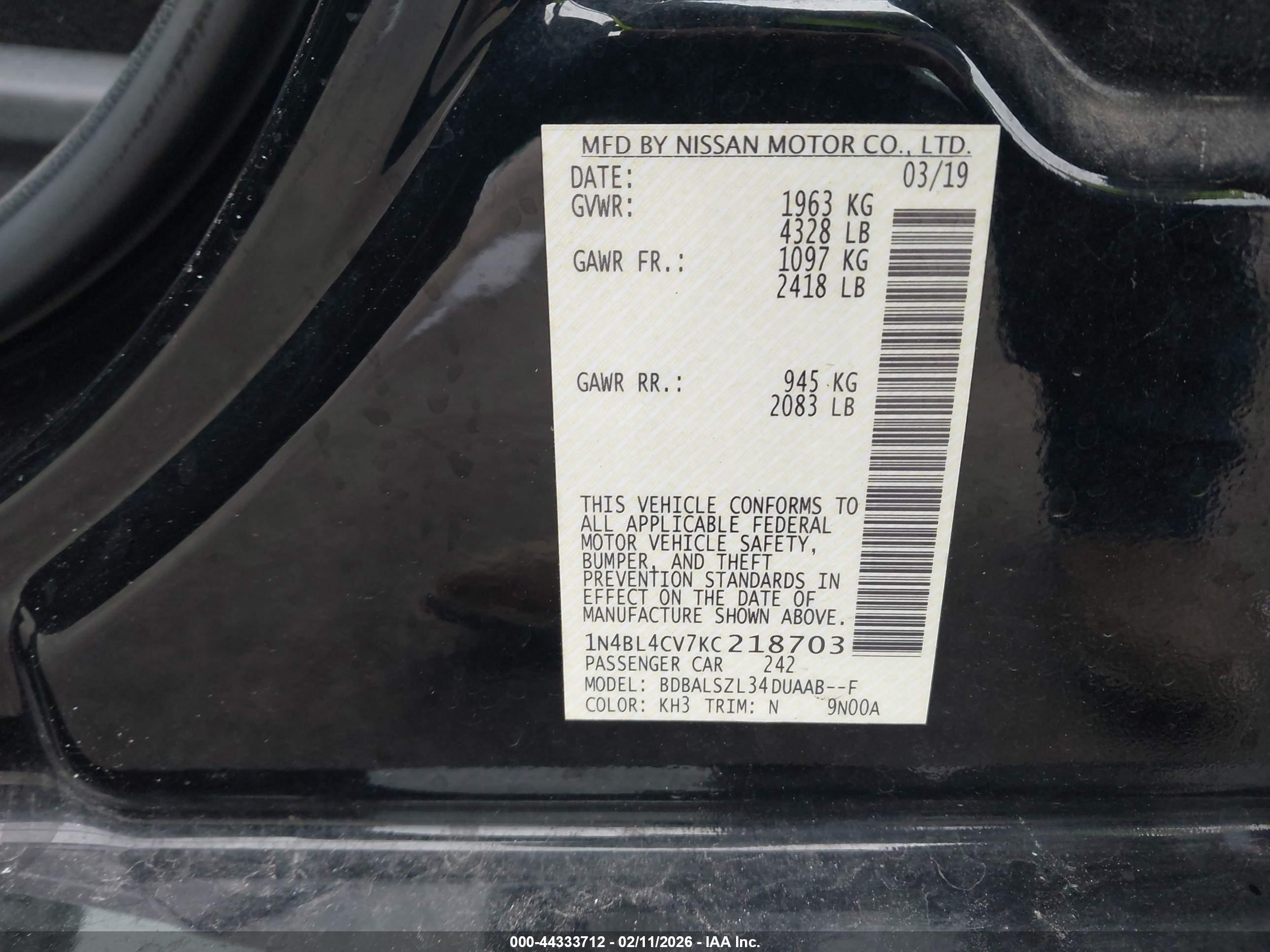 NISSAN ALTIMA image 9