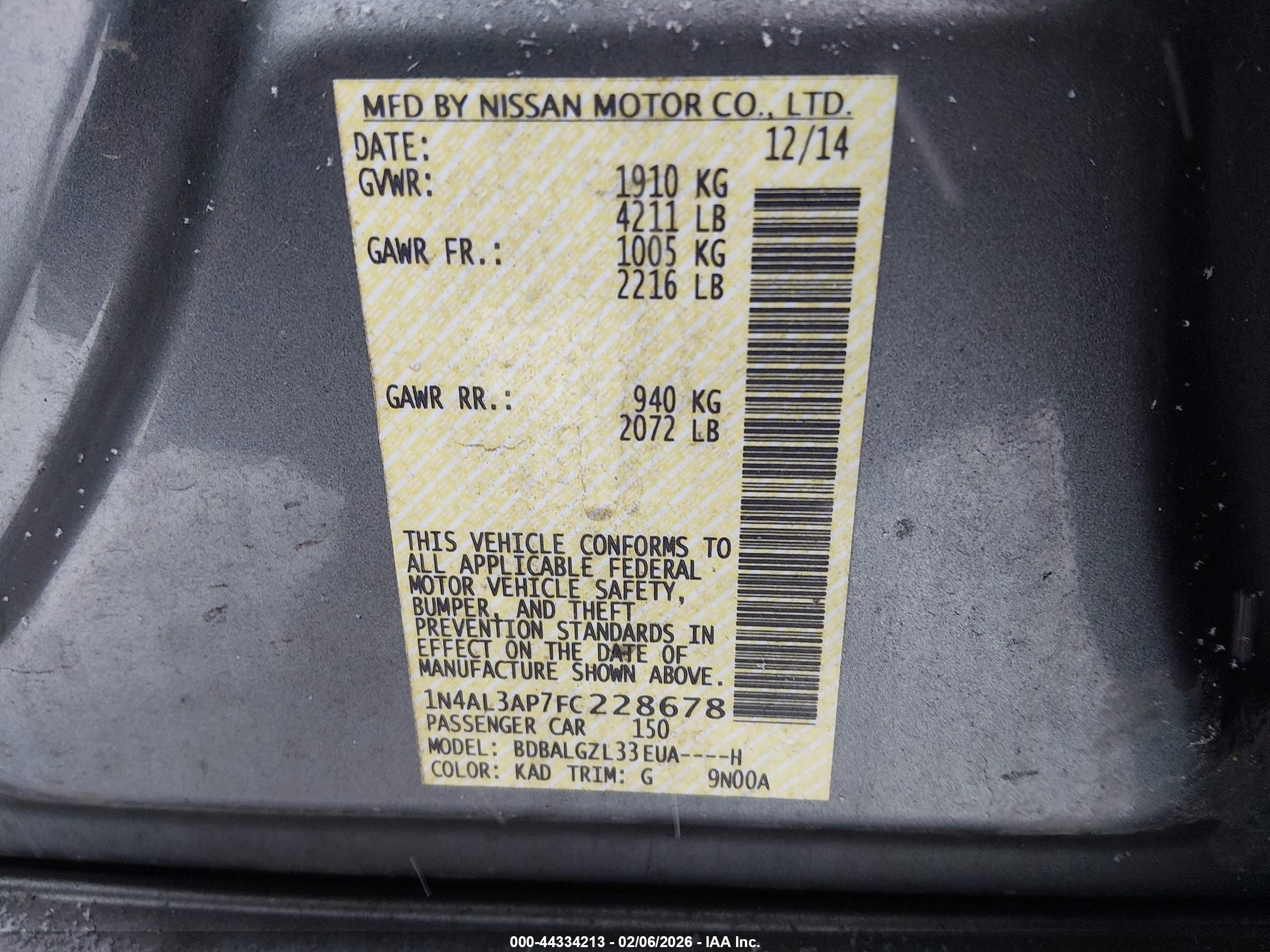NISSAN ALTIMA image 9
