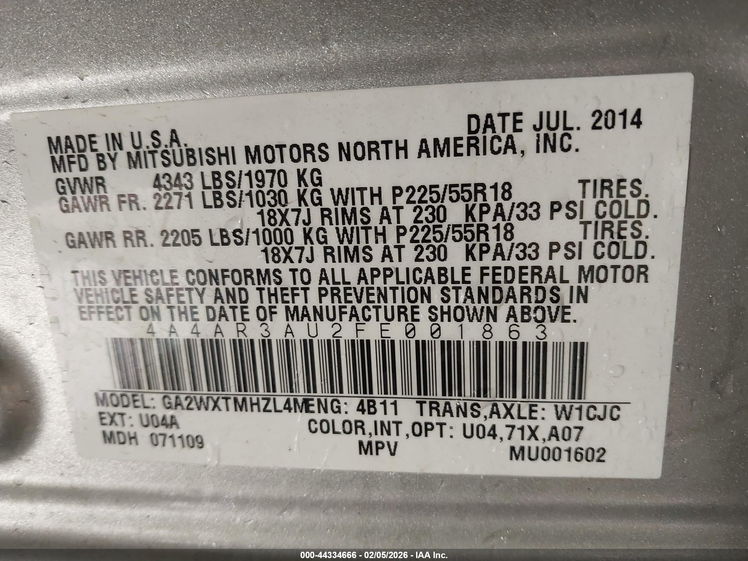 MITSUBISHI OUTLANDER image 9
