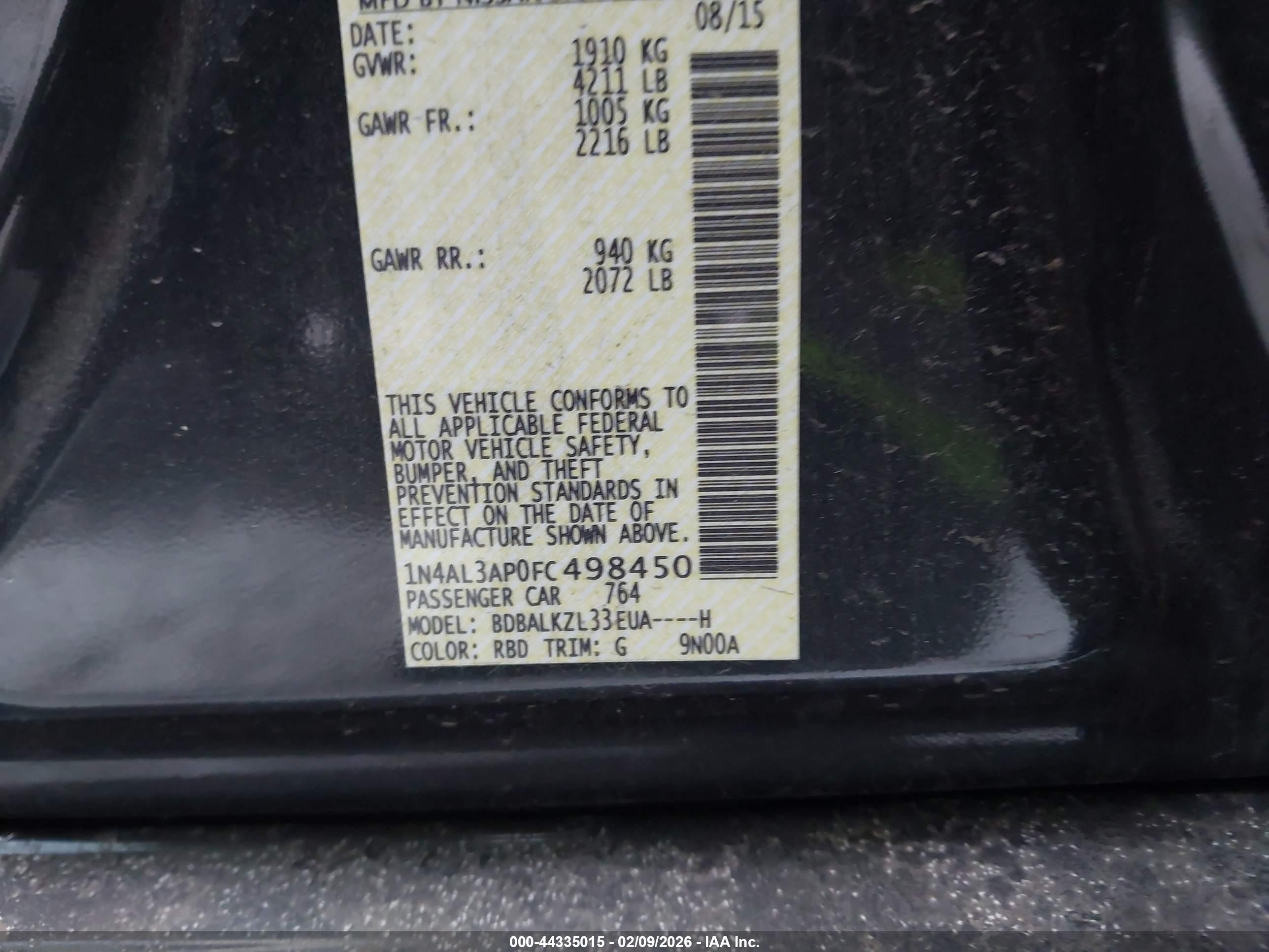 NISSAN ALTIMA image 9