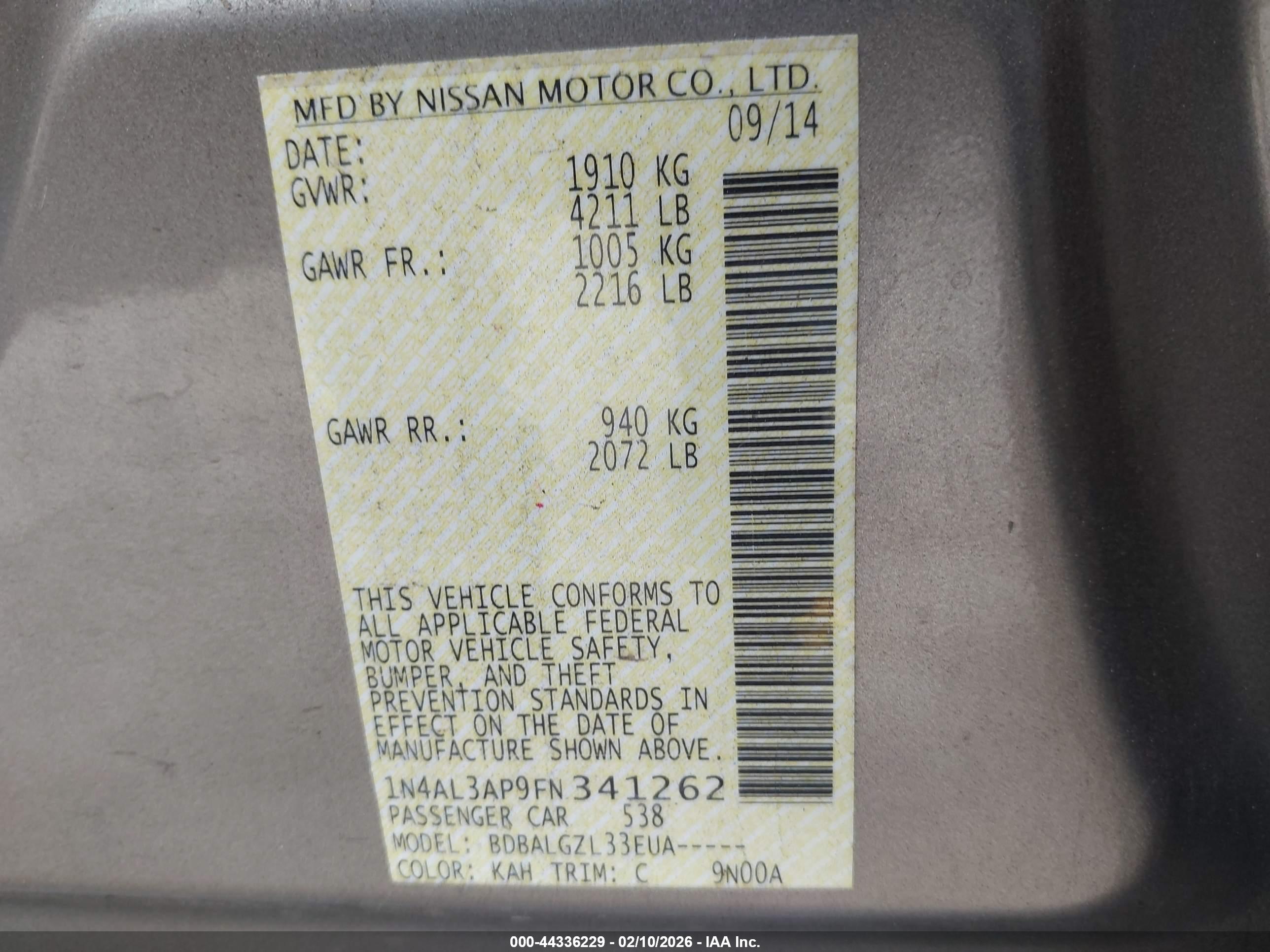 NISSAN ALTIMA image 9