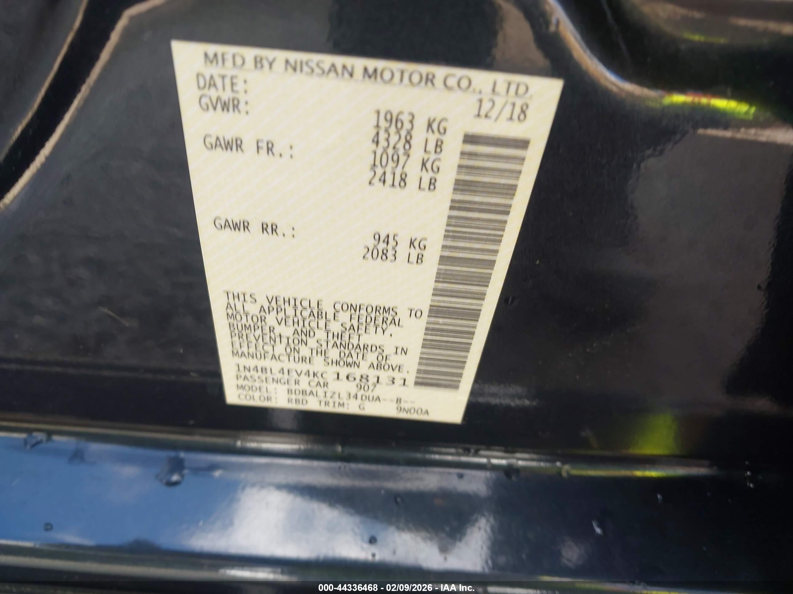 NISSAN ALTIMA image 9