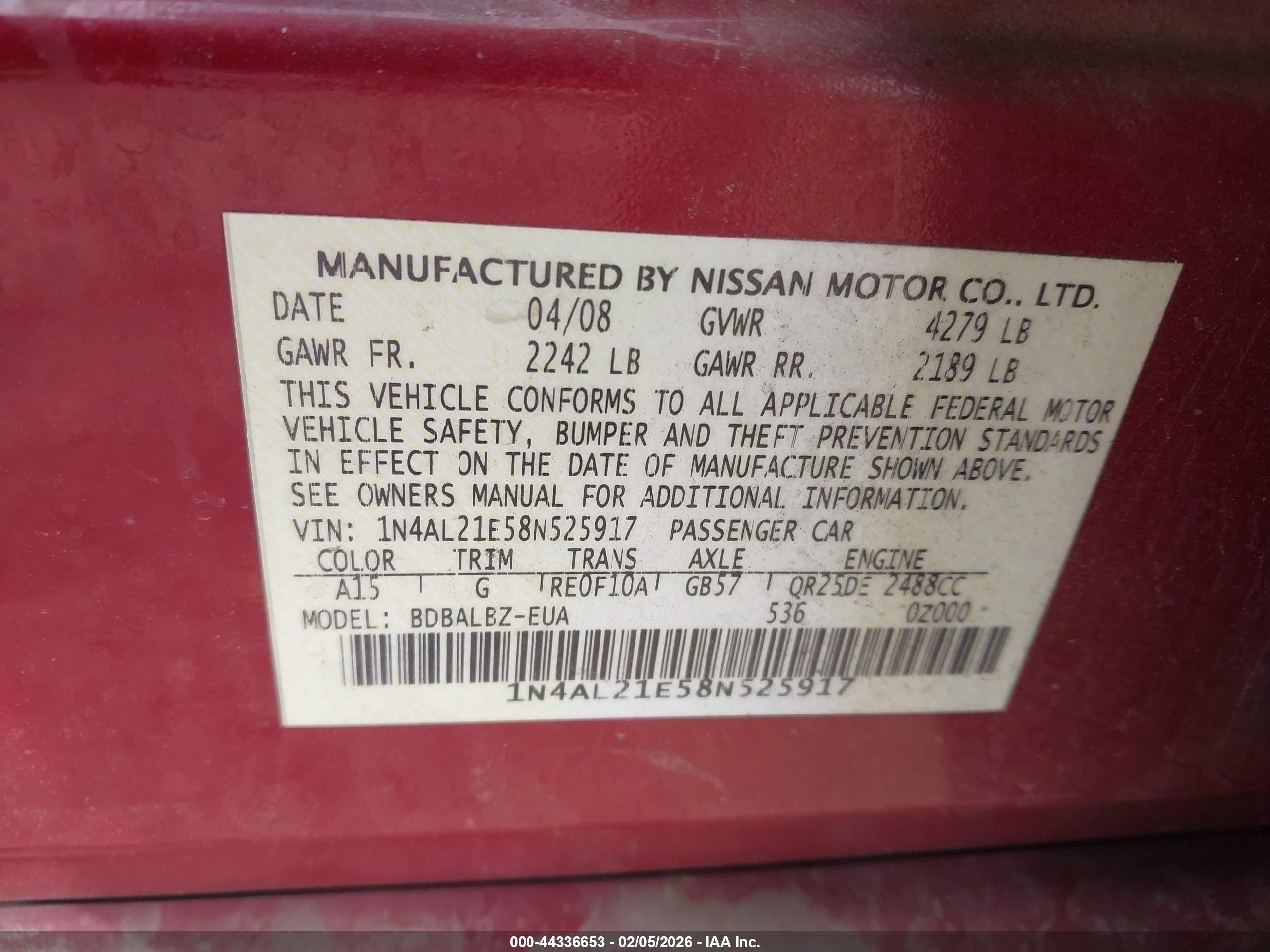 NISSAN ALTIMA image 9