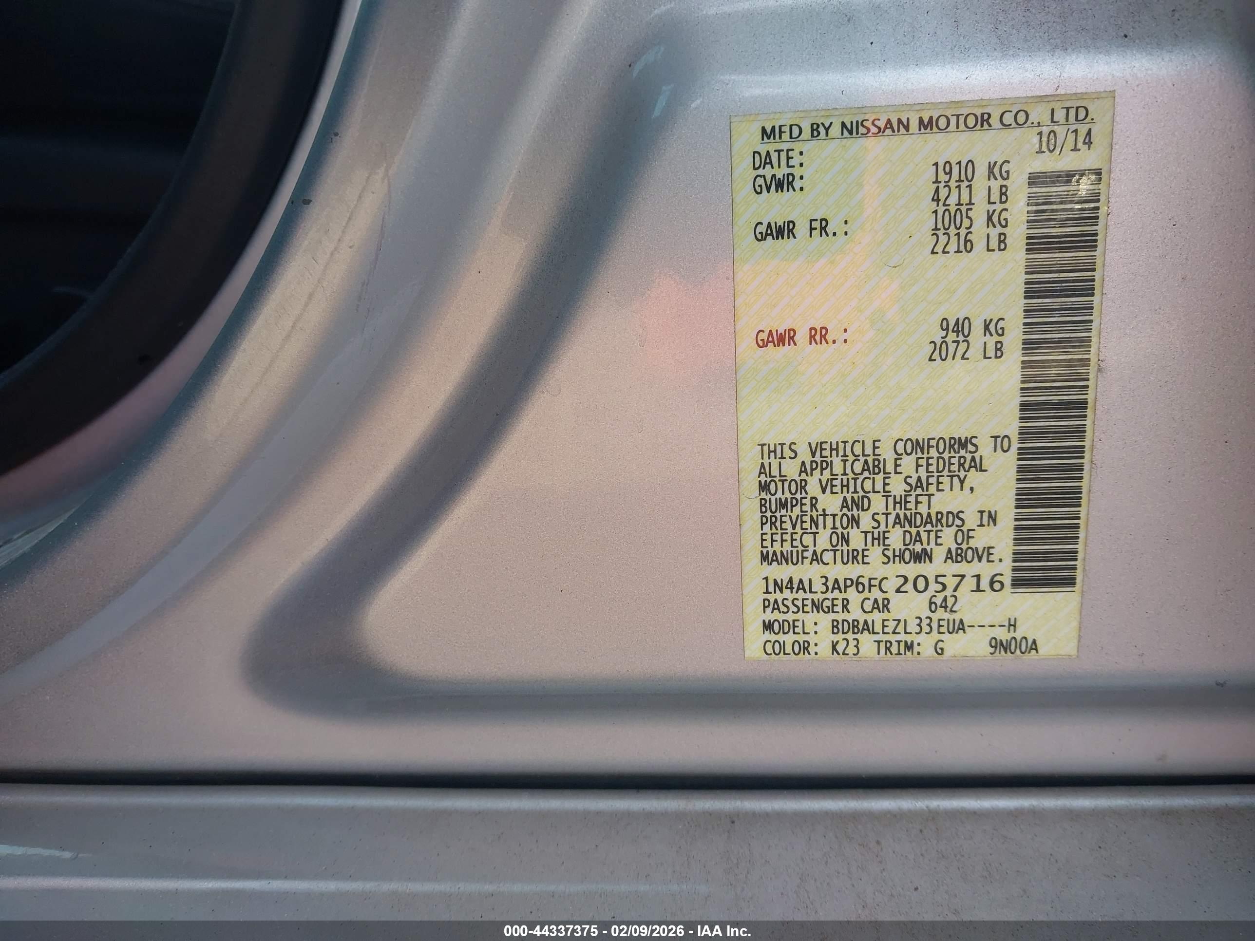 NISSAN ALTIMA image 9