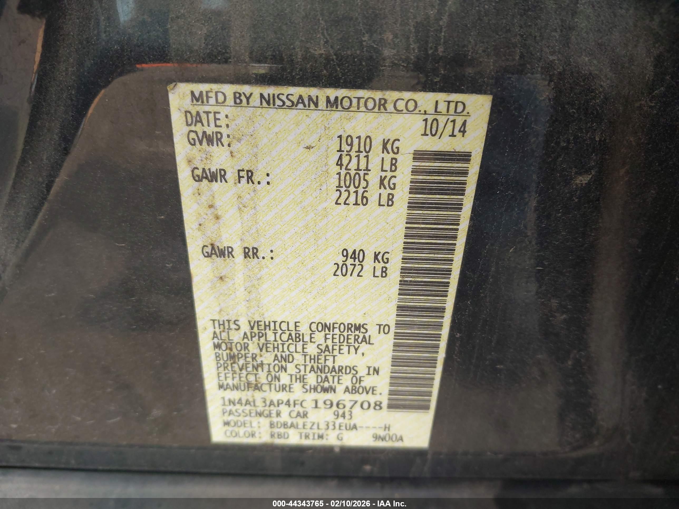 NISSAN ALTIMA image 9