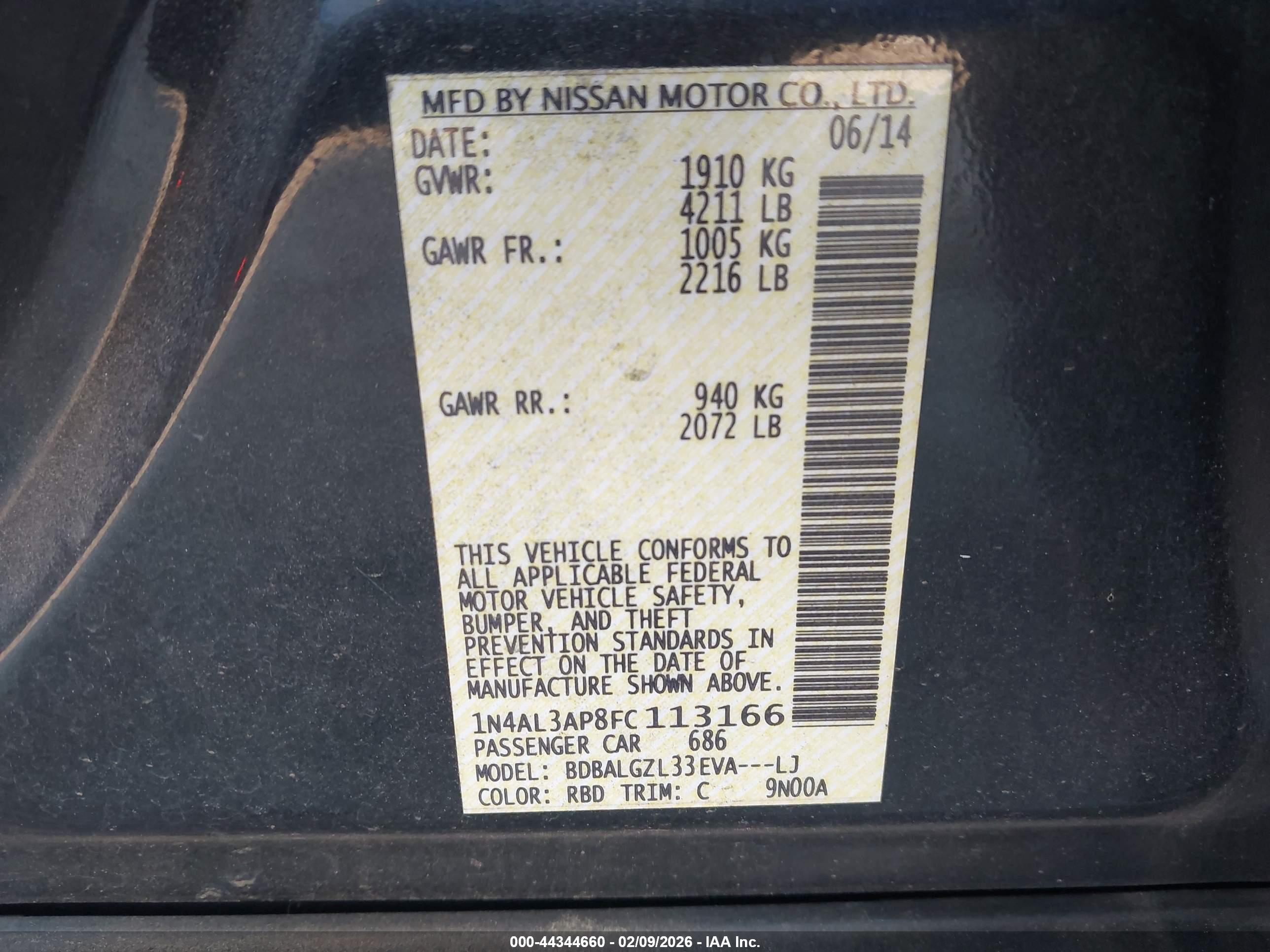 NISSAN ALTIMA image 9
