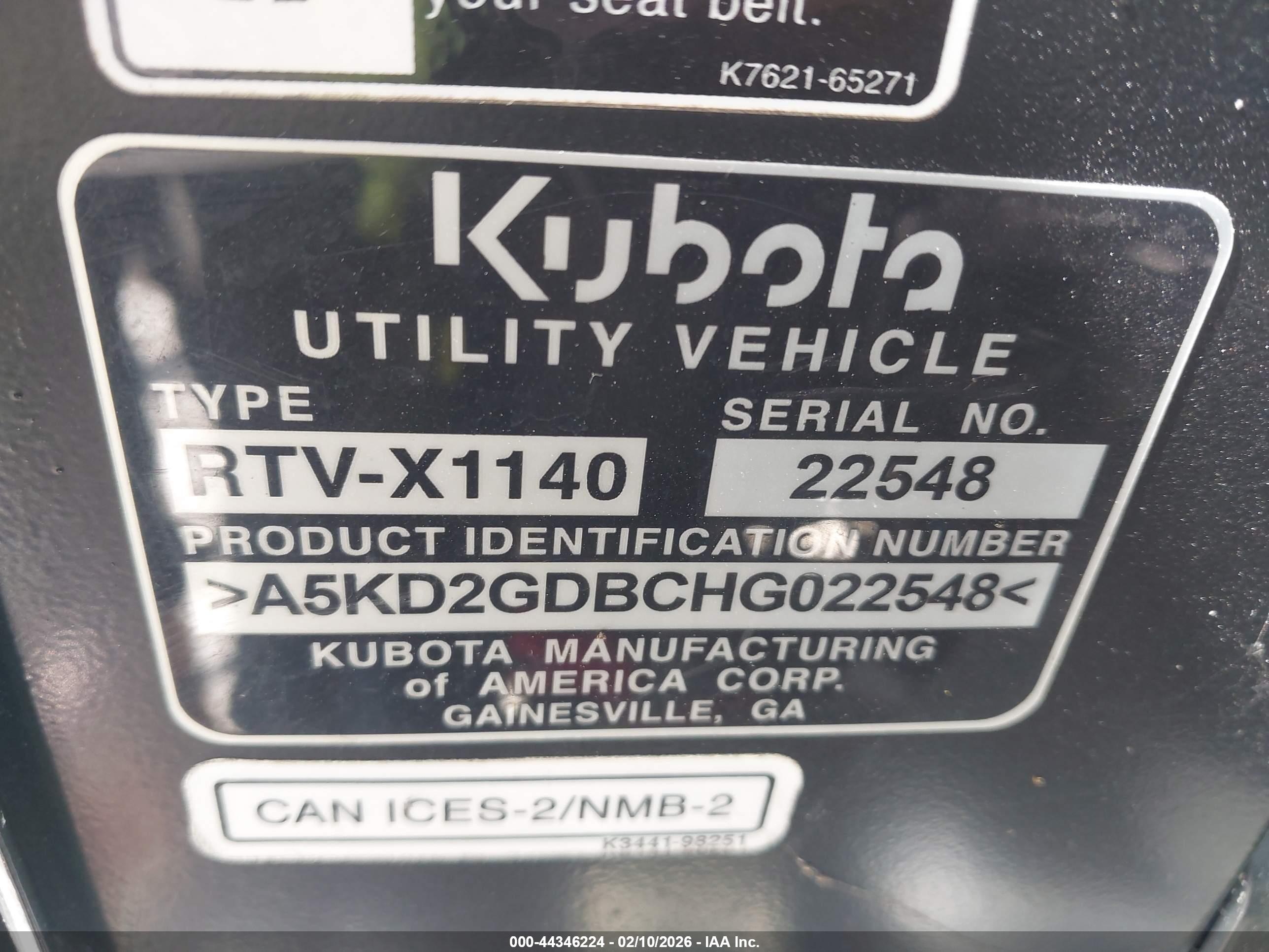 KUBOTA RTV-X1140 image 9
