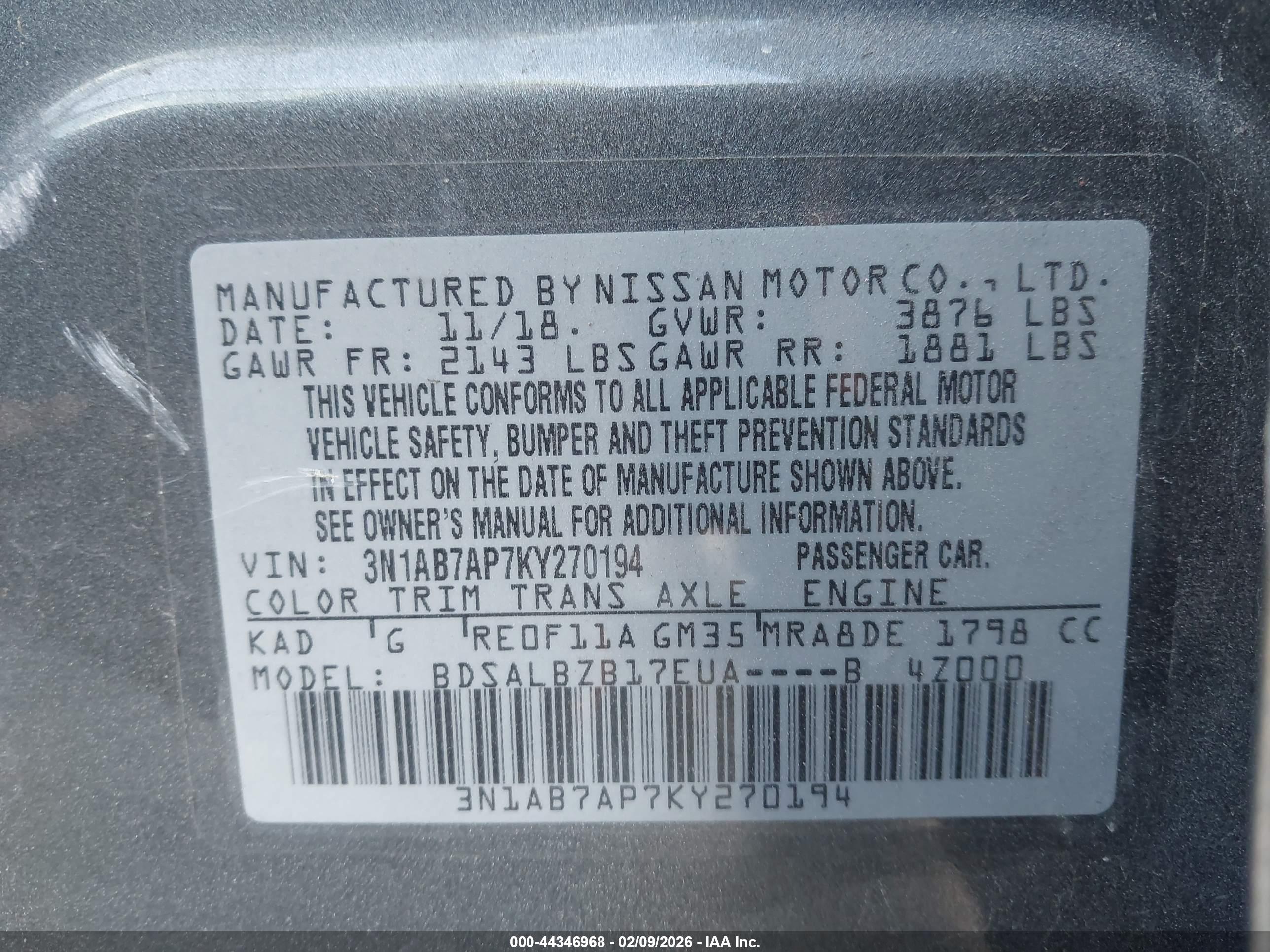 NISSAN SENTRA image 9