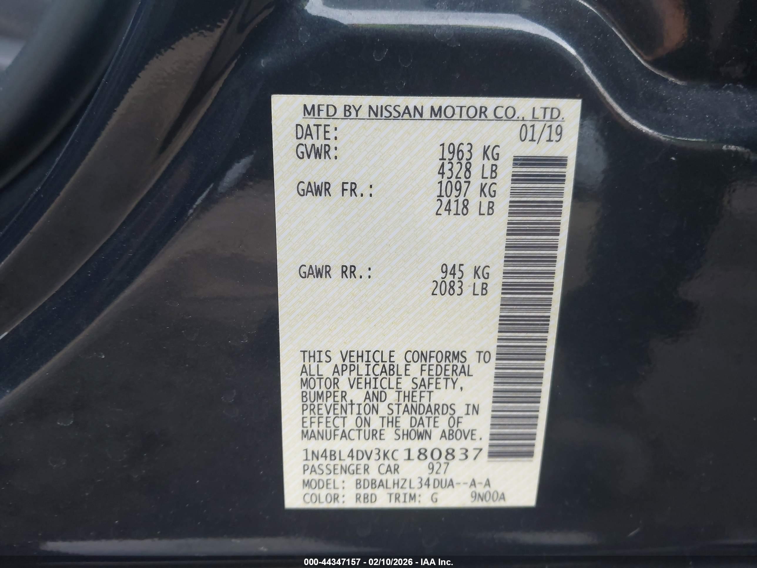 NISSAN ALTIMA image 9