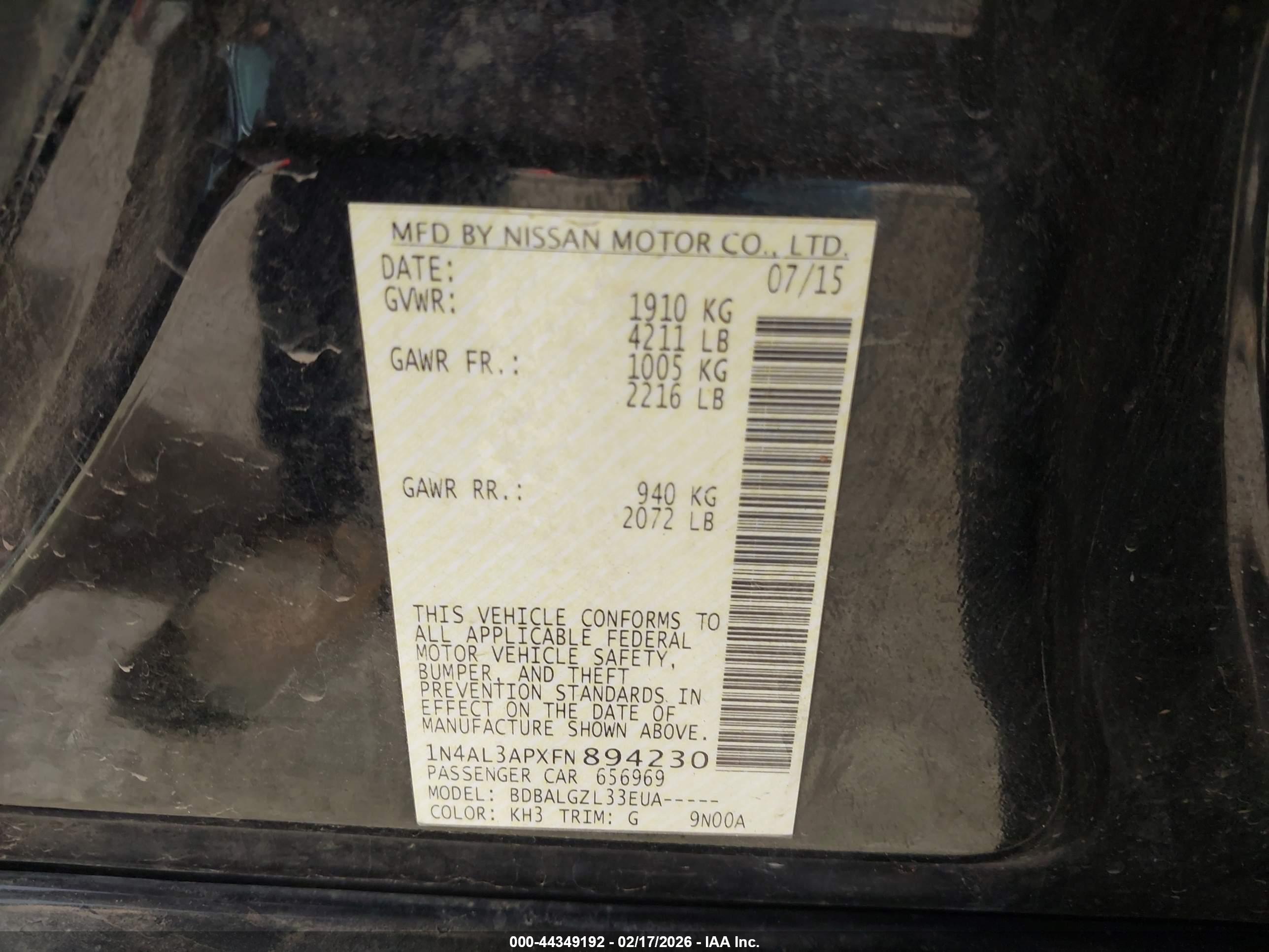 NISSAN ALTIMA image 9