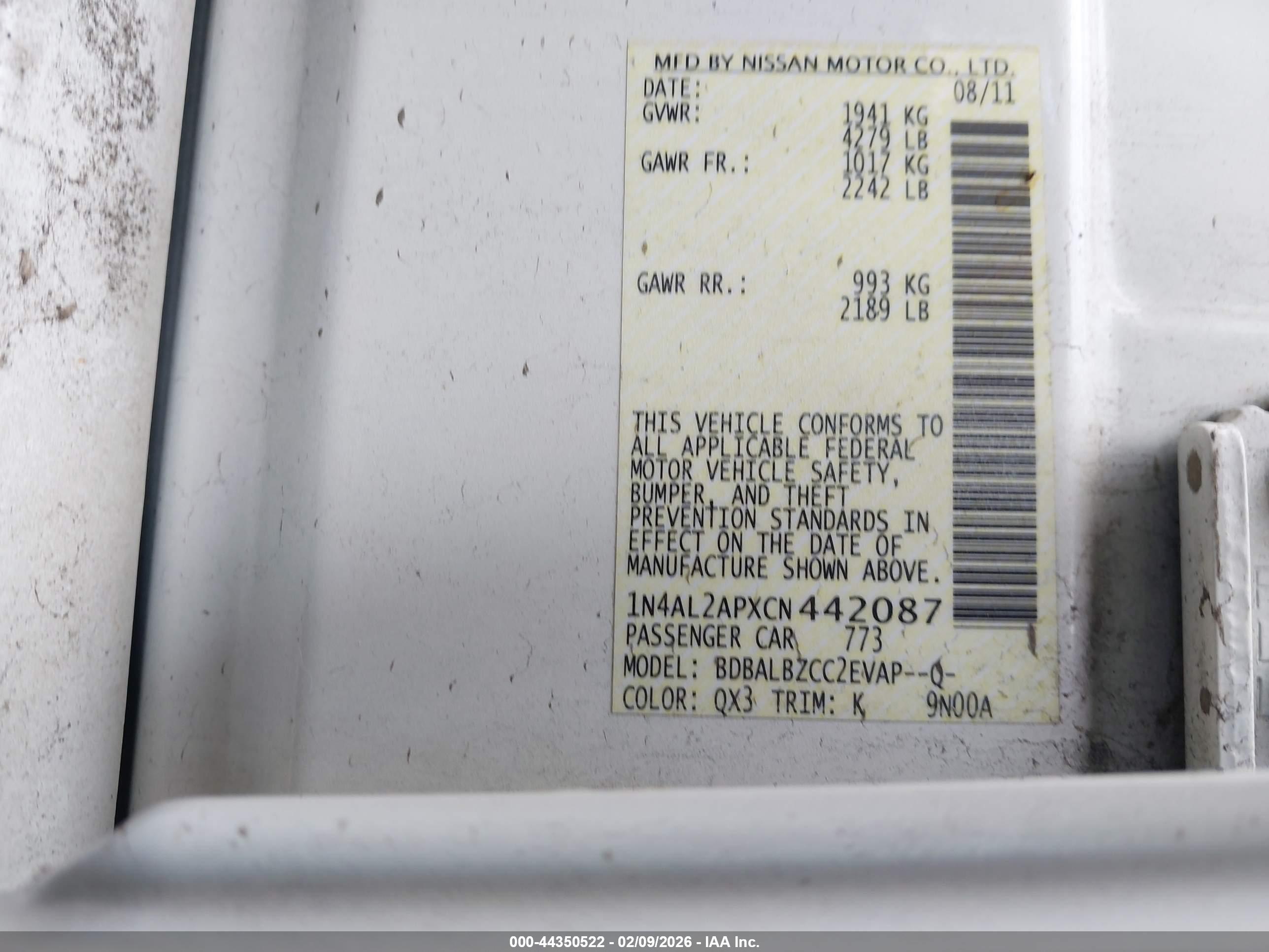 NISSAN ALTIMA image 9