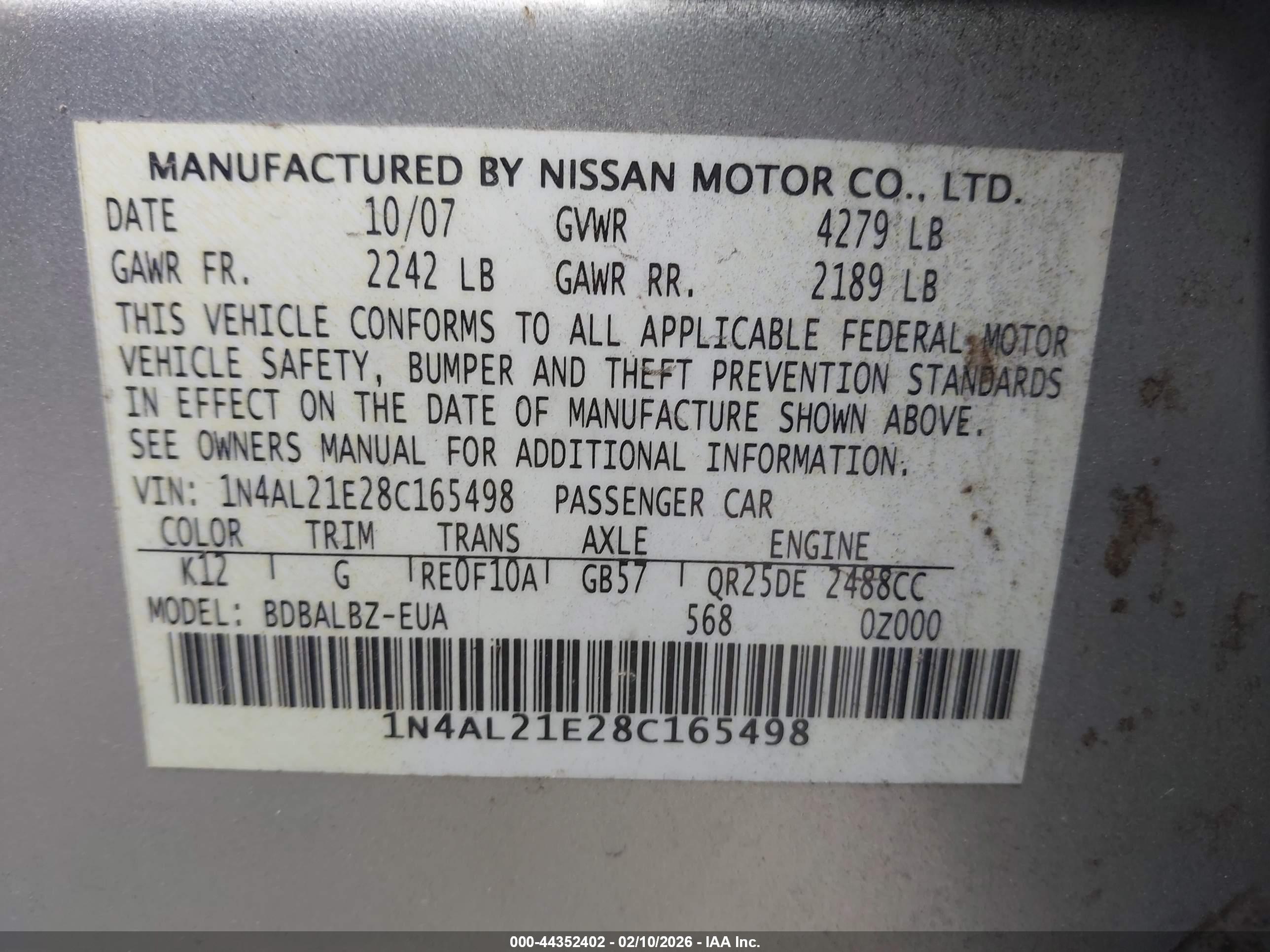 NISSAN ALTIMA image 9