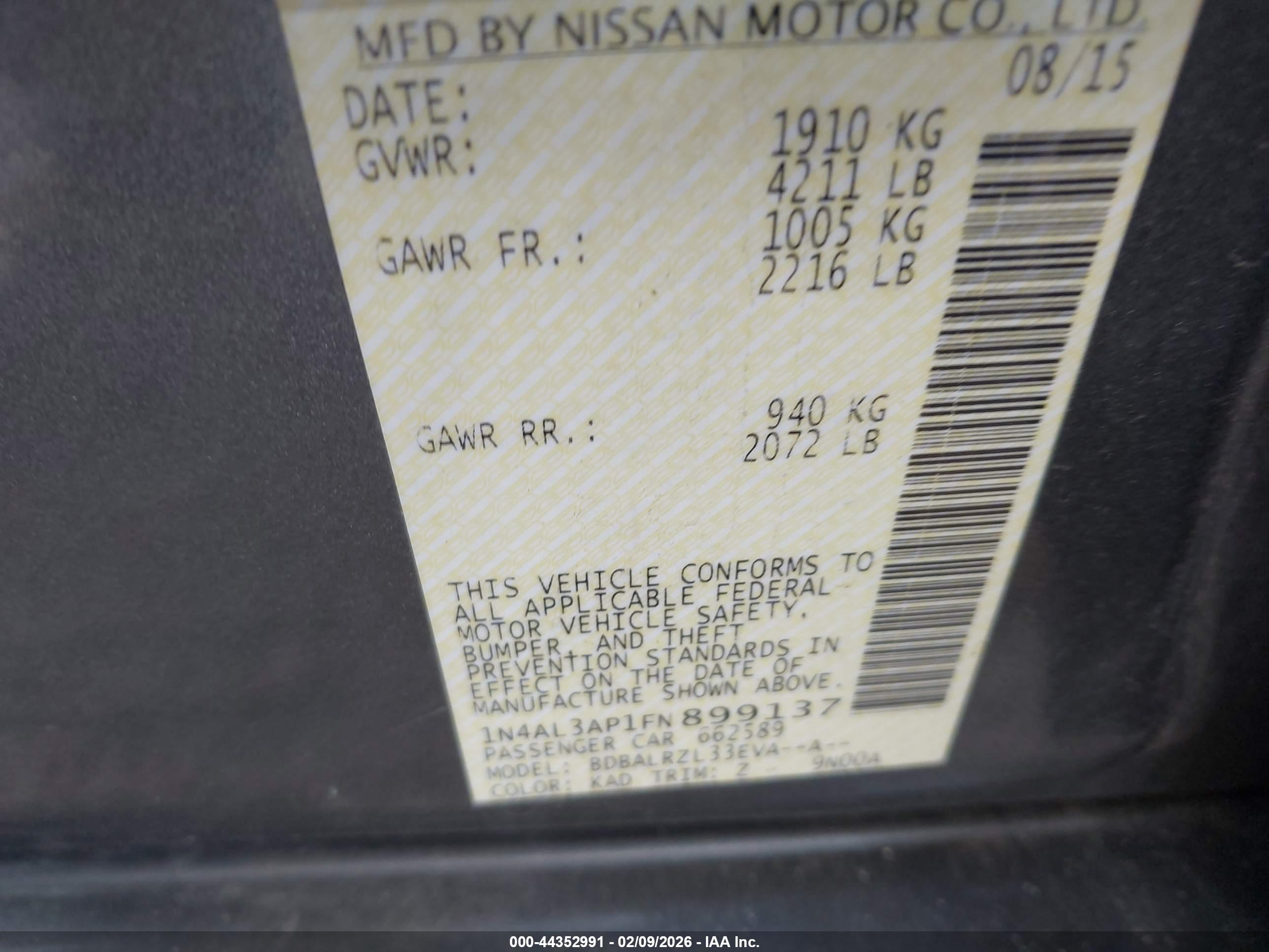 NISSAN ALTIMA image 9