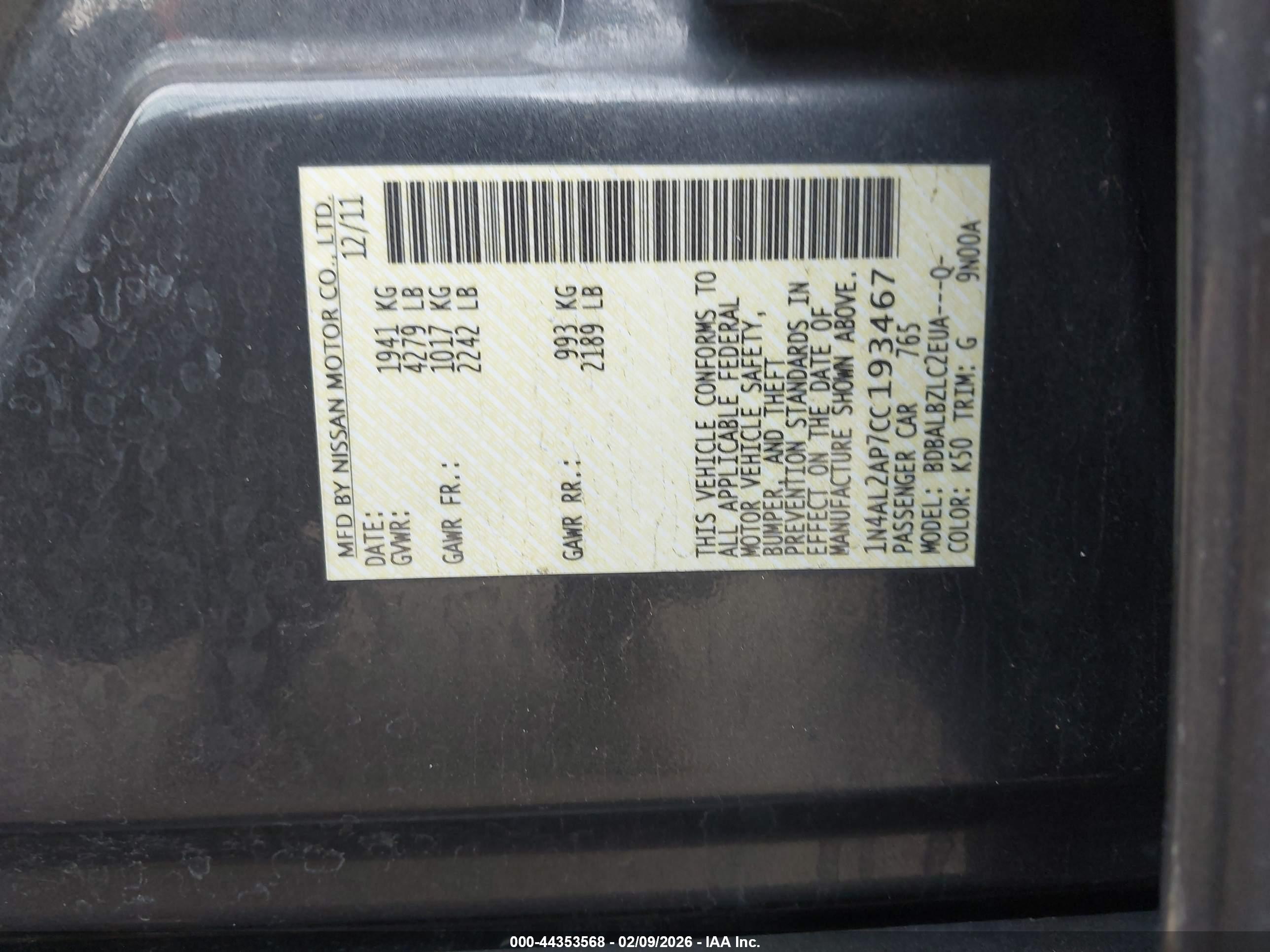 NISSAN ALTIMA image 9