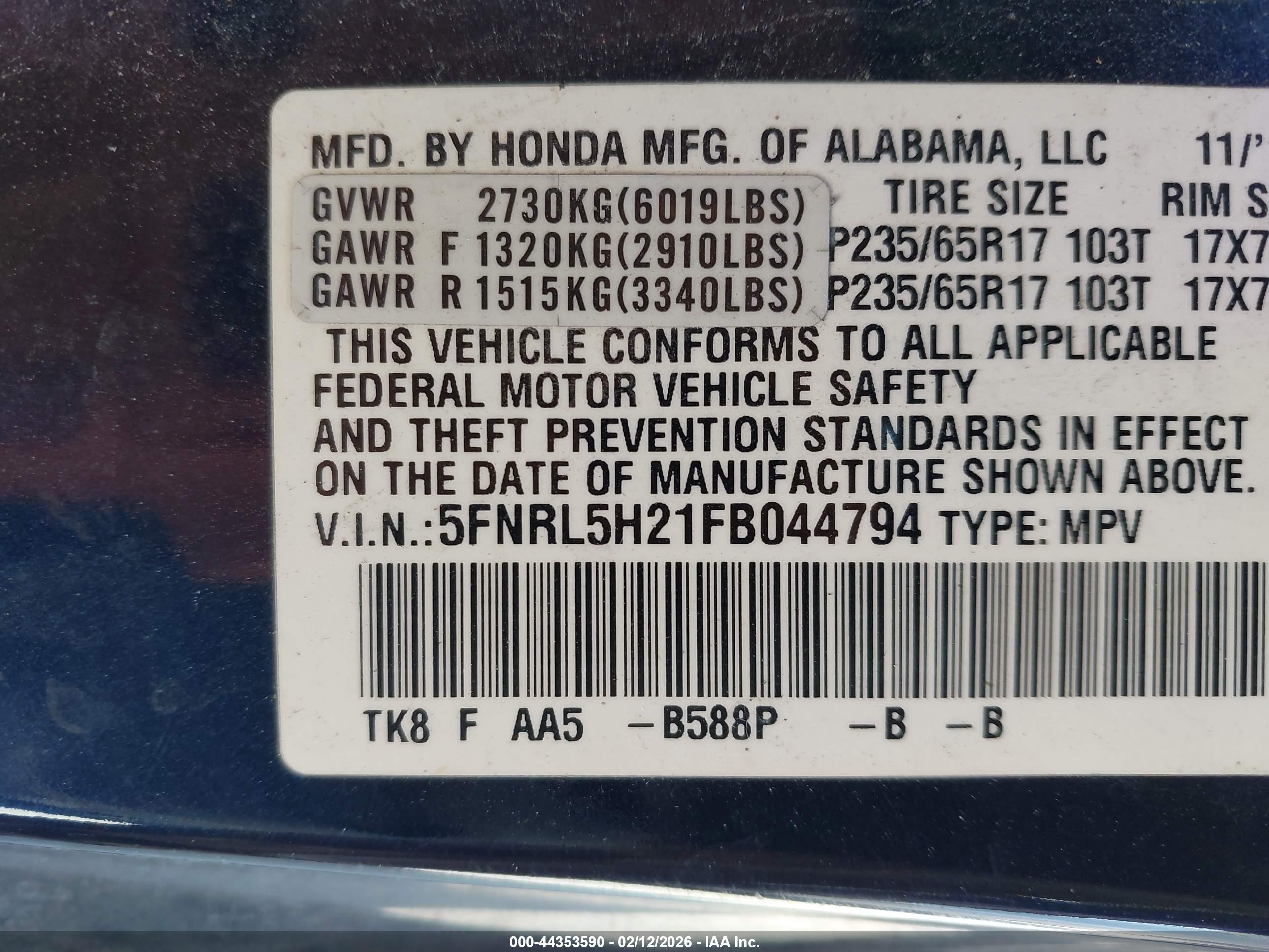 HONDA ODYSSEY image 9