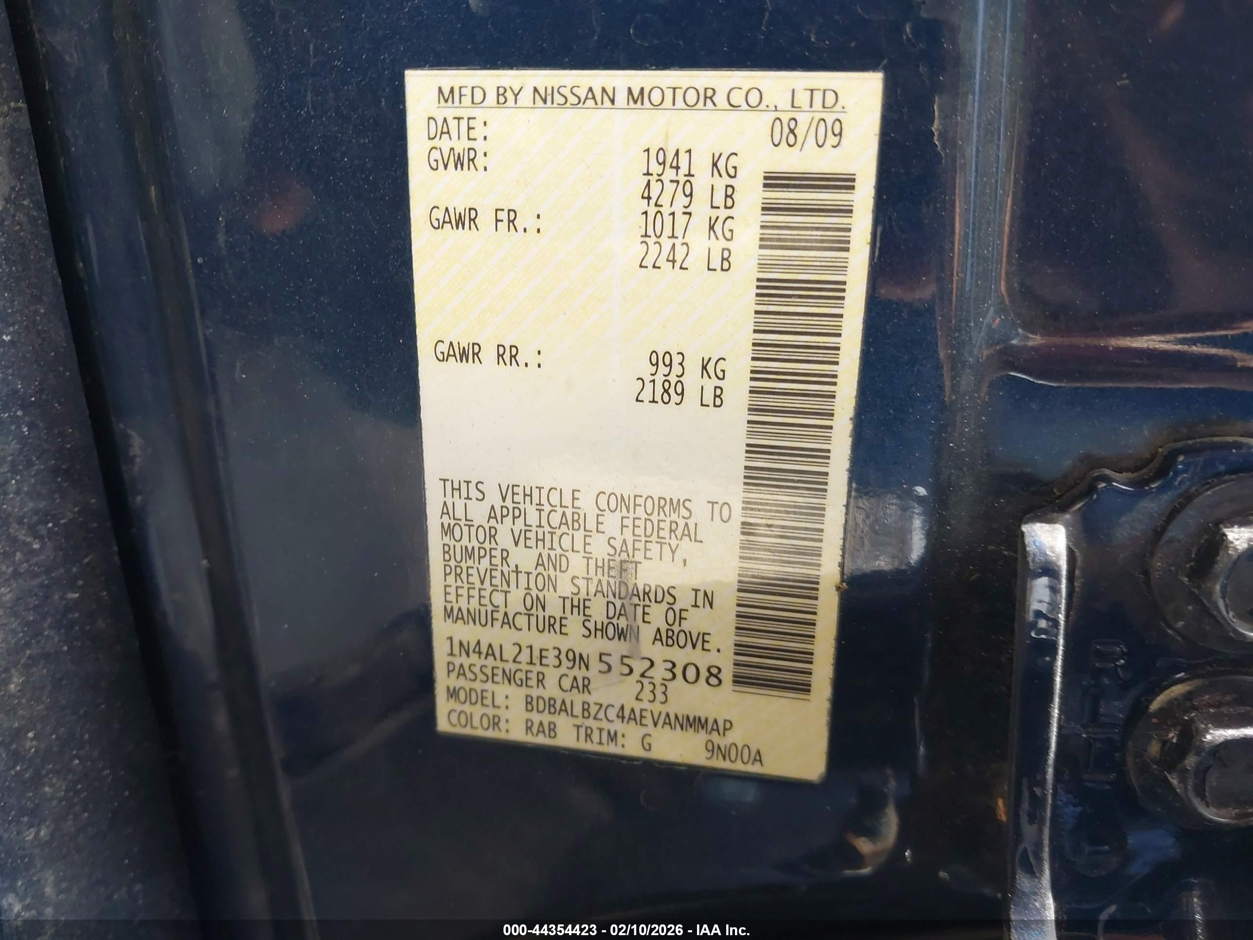 NISSAN ALTIMA image 9