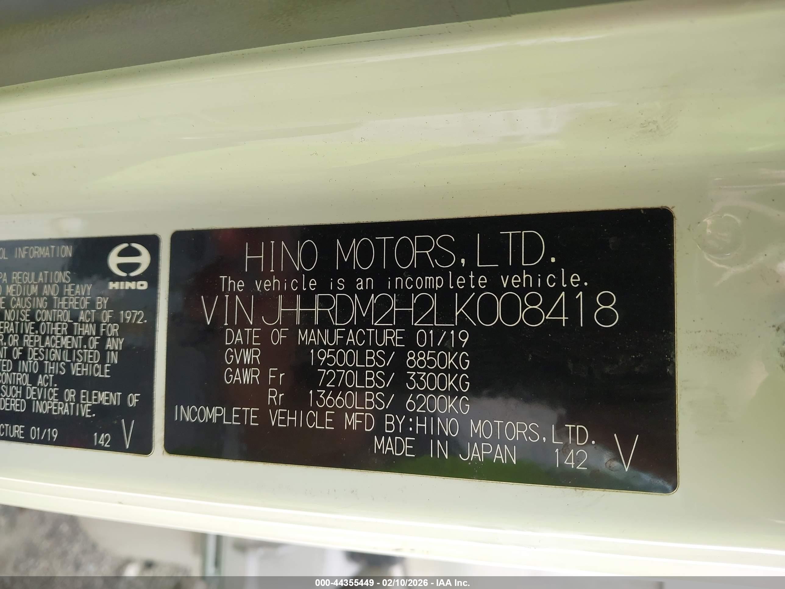 HINO XJC720/XFC720 image 9