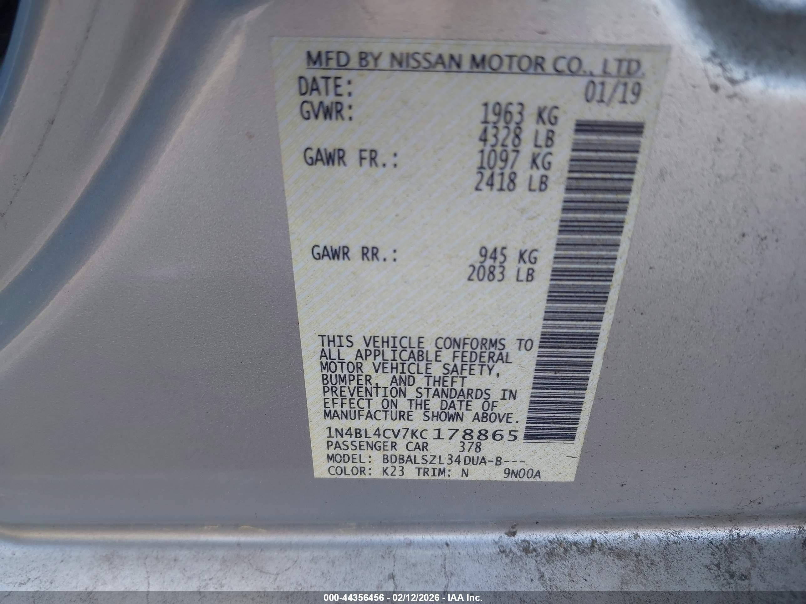 NISSAN ALTIMA image 9