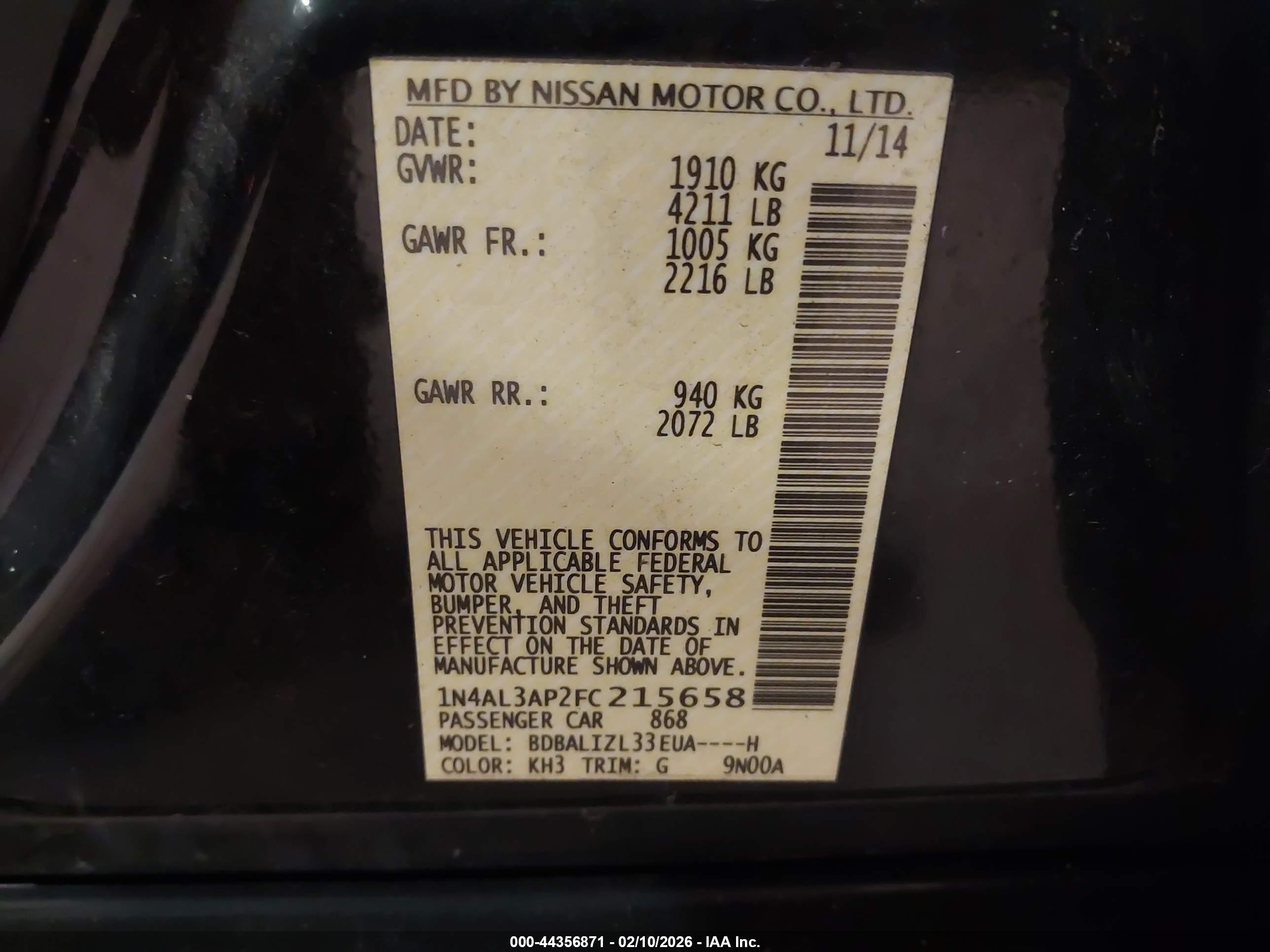 NISSAN ALTIMA image 9