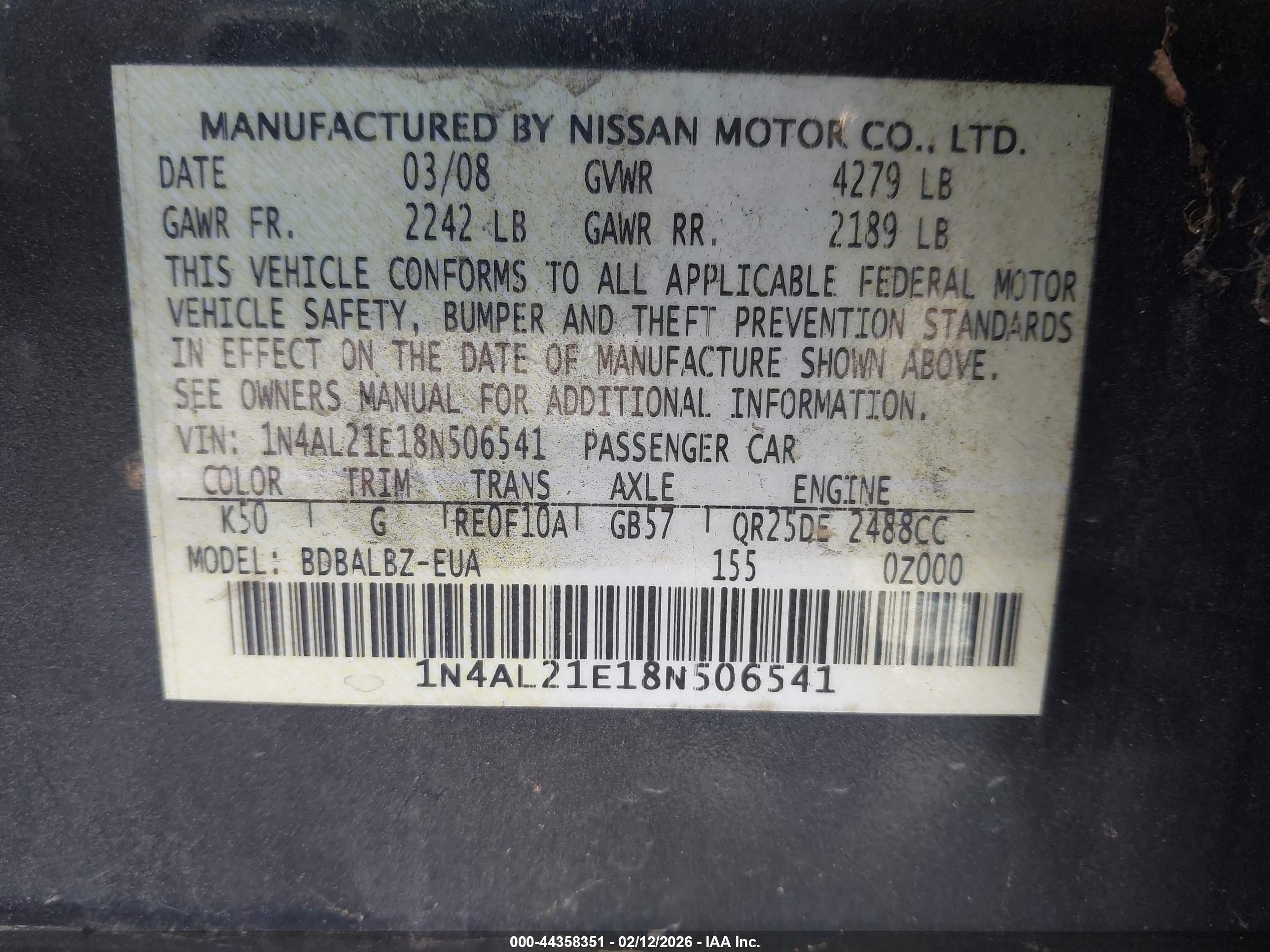 NISSAN ALTIMA image 9