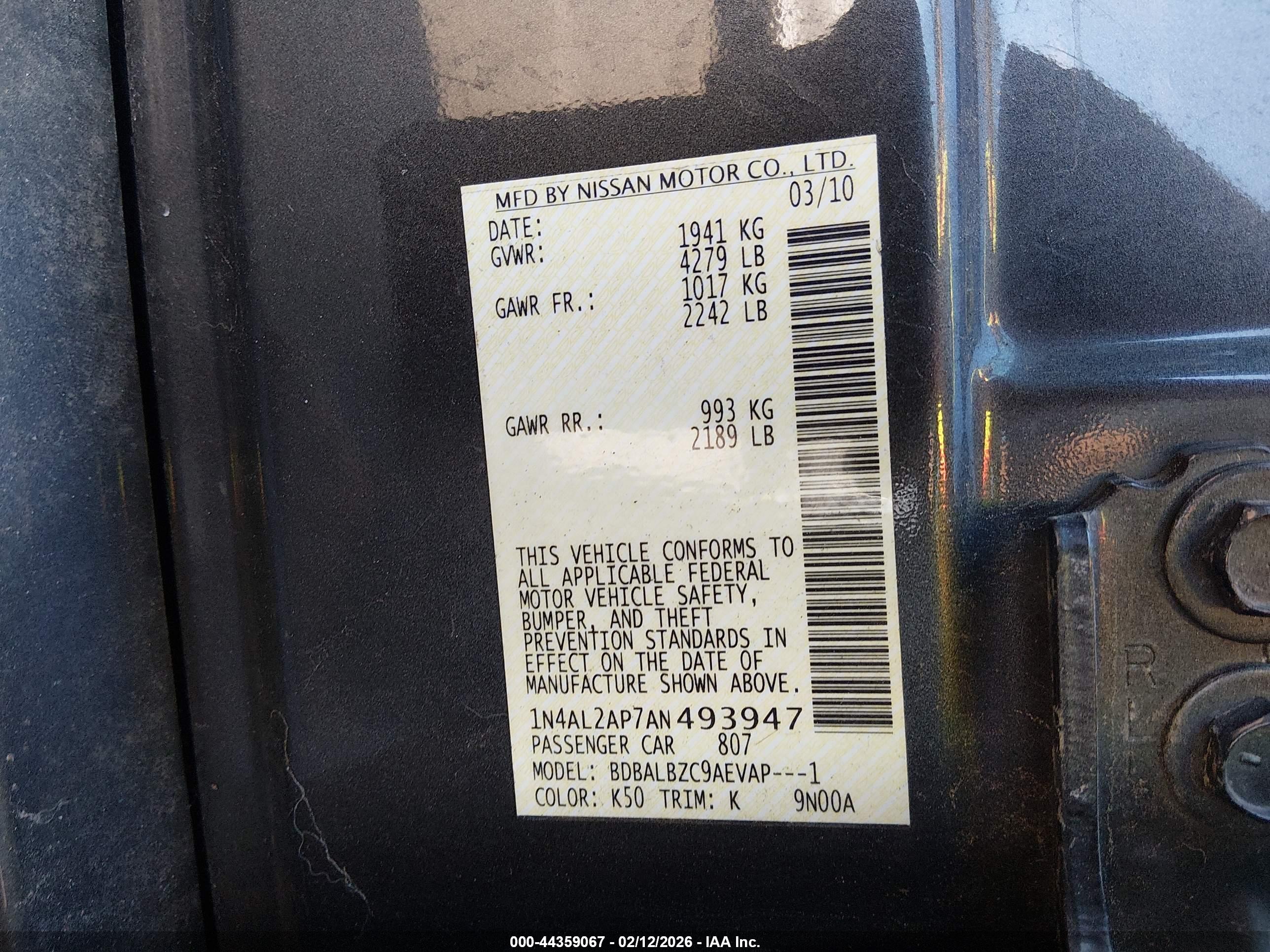 NISSAN ALTIMA image 9