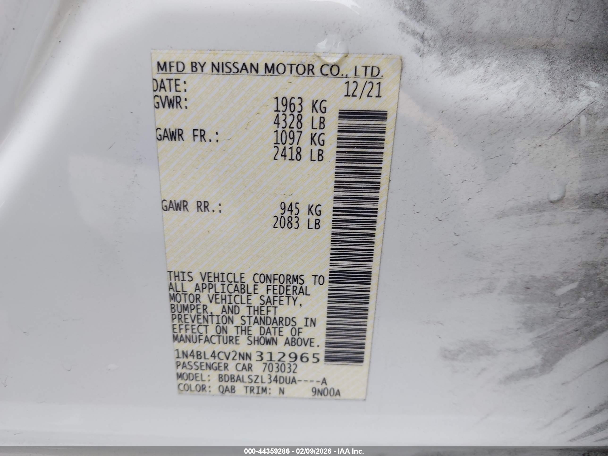 NISSAN ALTIMA image 9
