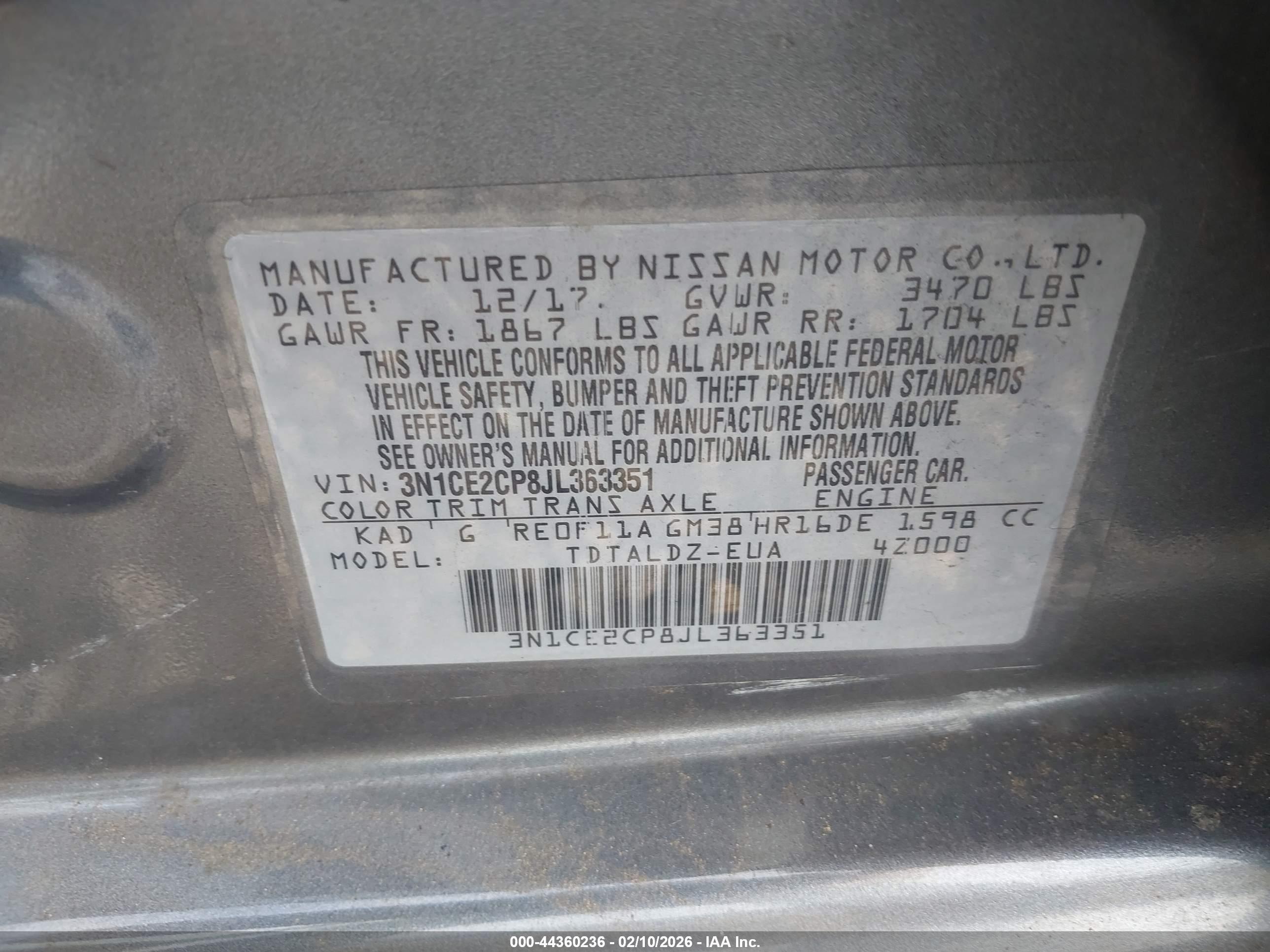 NISSAN VERSA image 9