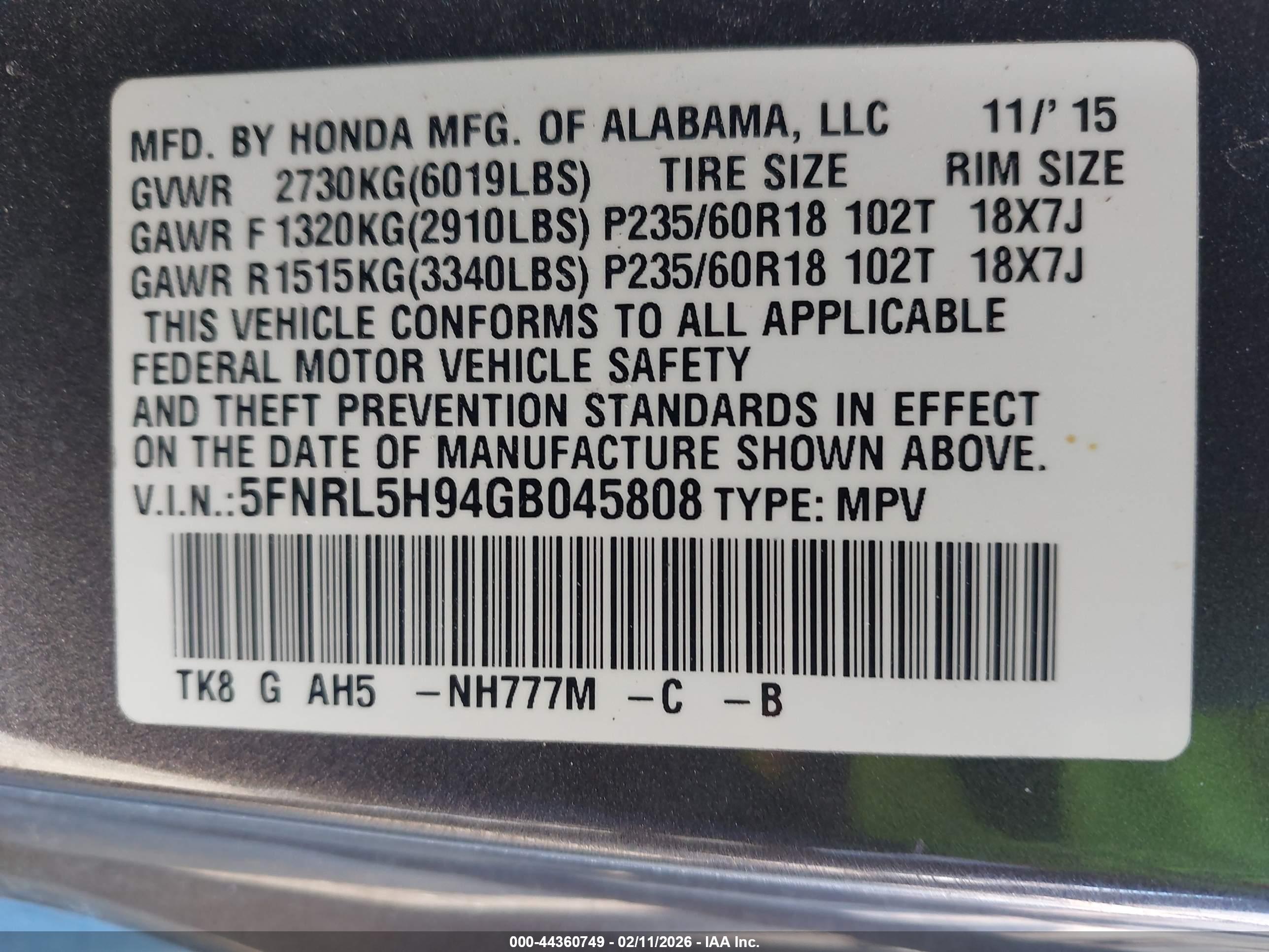 HONDA ODYSSEY image 9