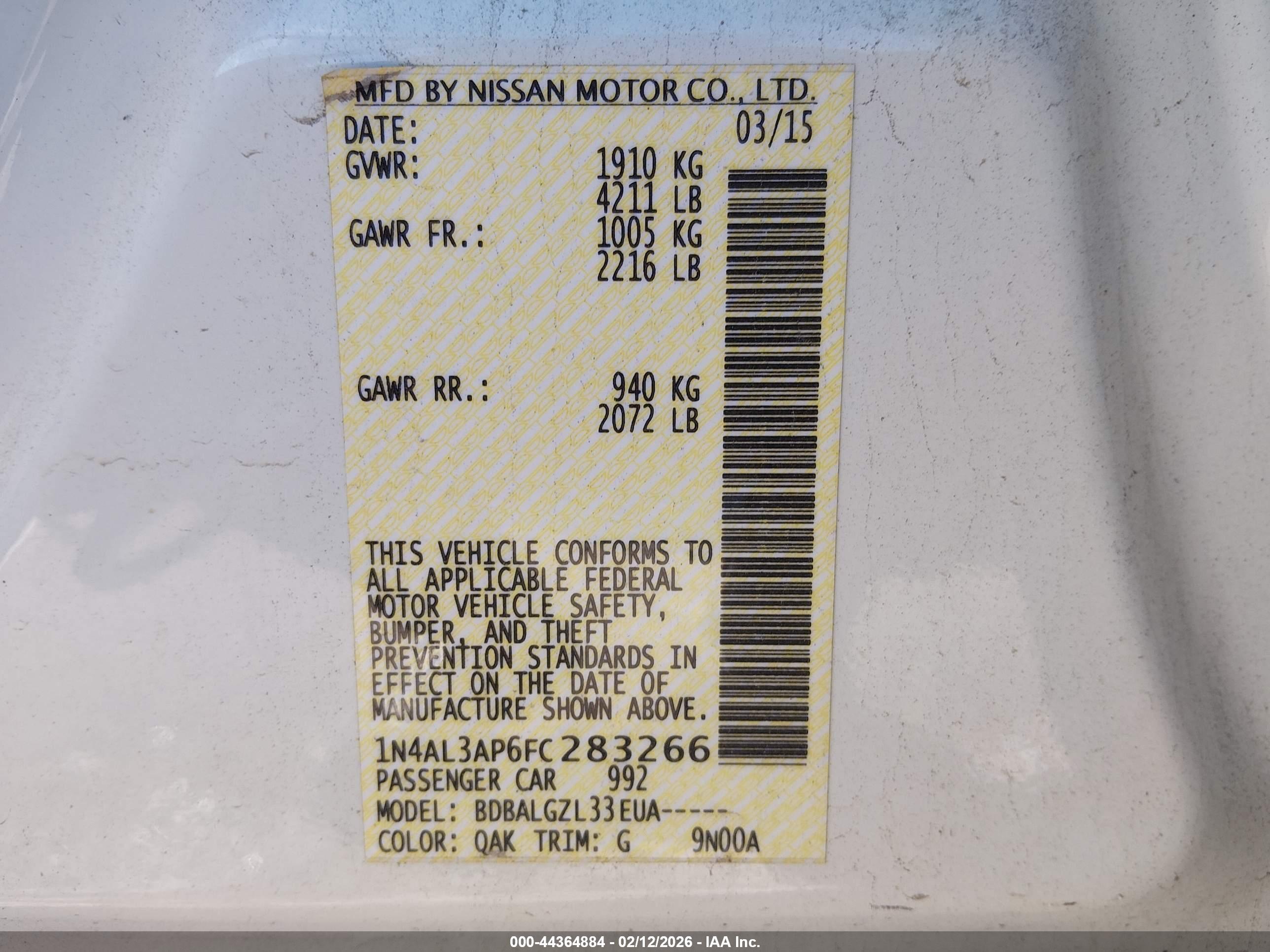 NISSAN ALTIMA image 9