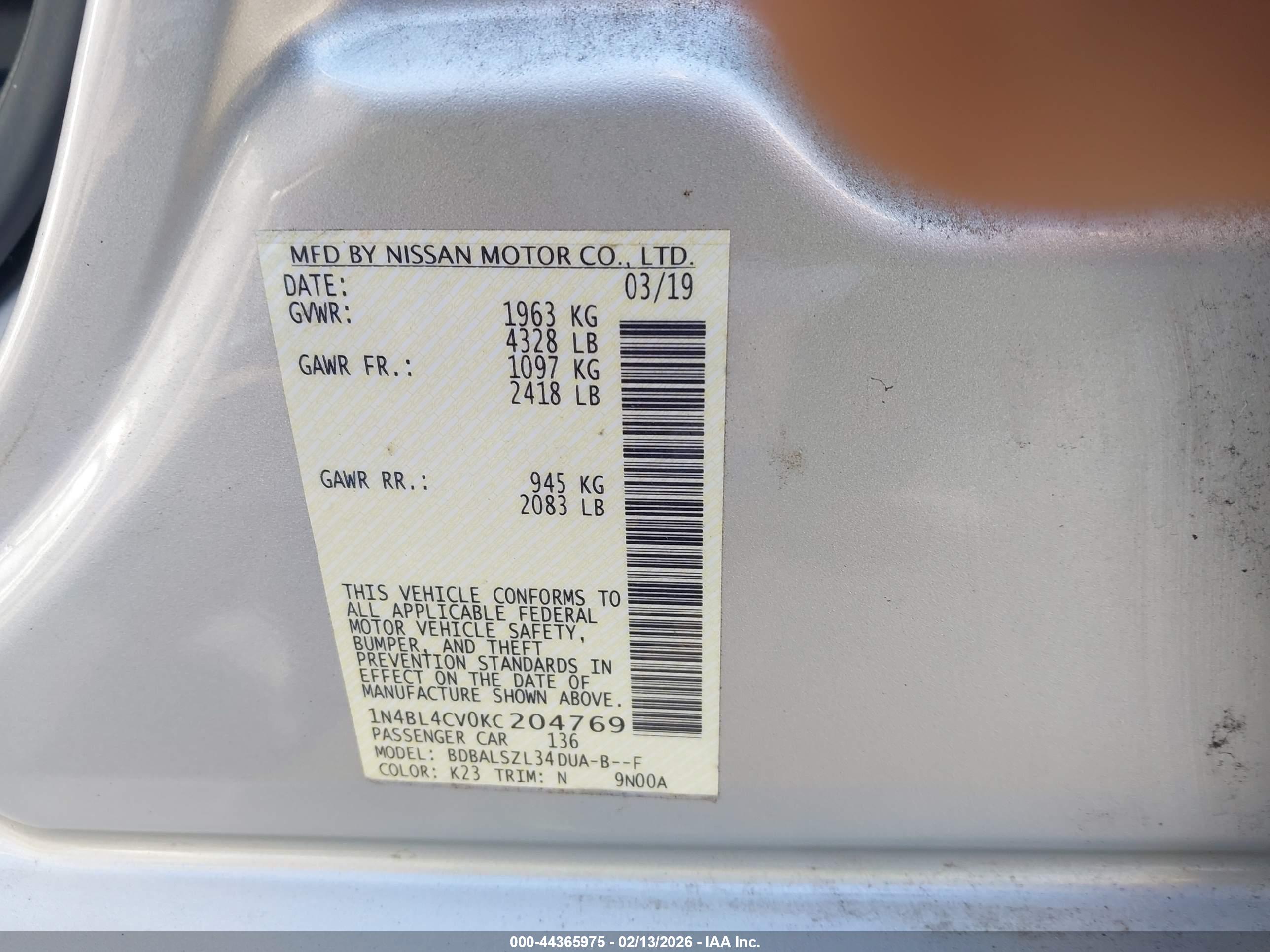 NISSAN ALTIMA image 9