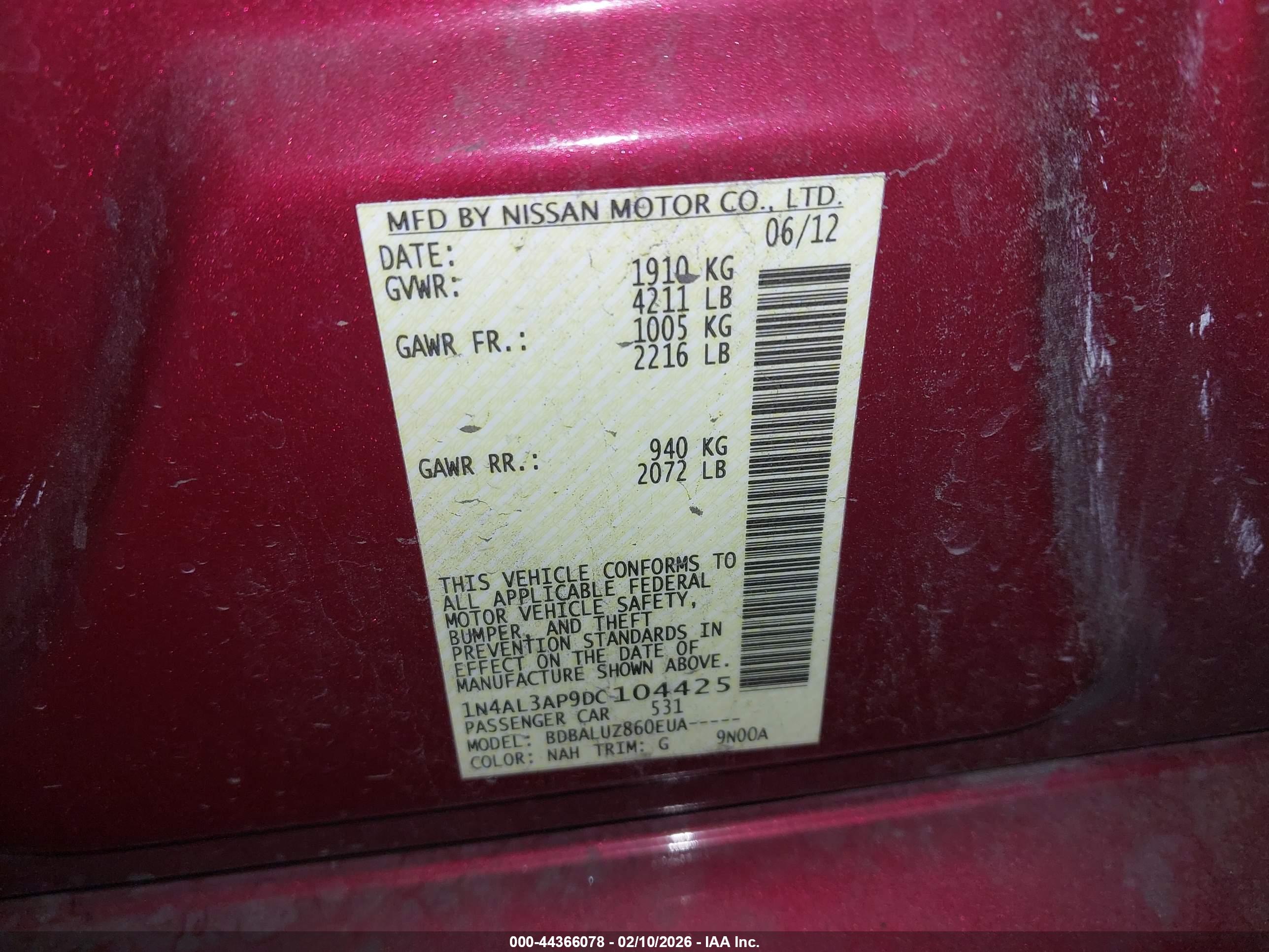 NISSAN ALTIMA image 9