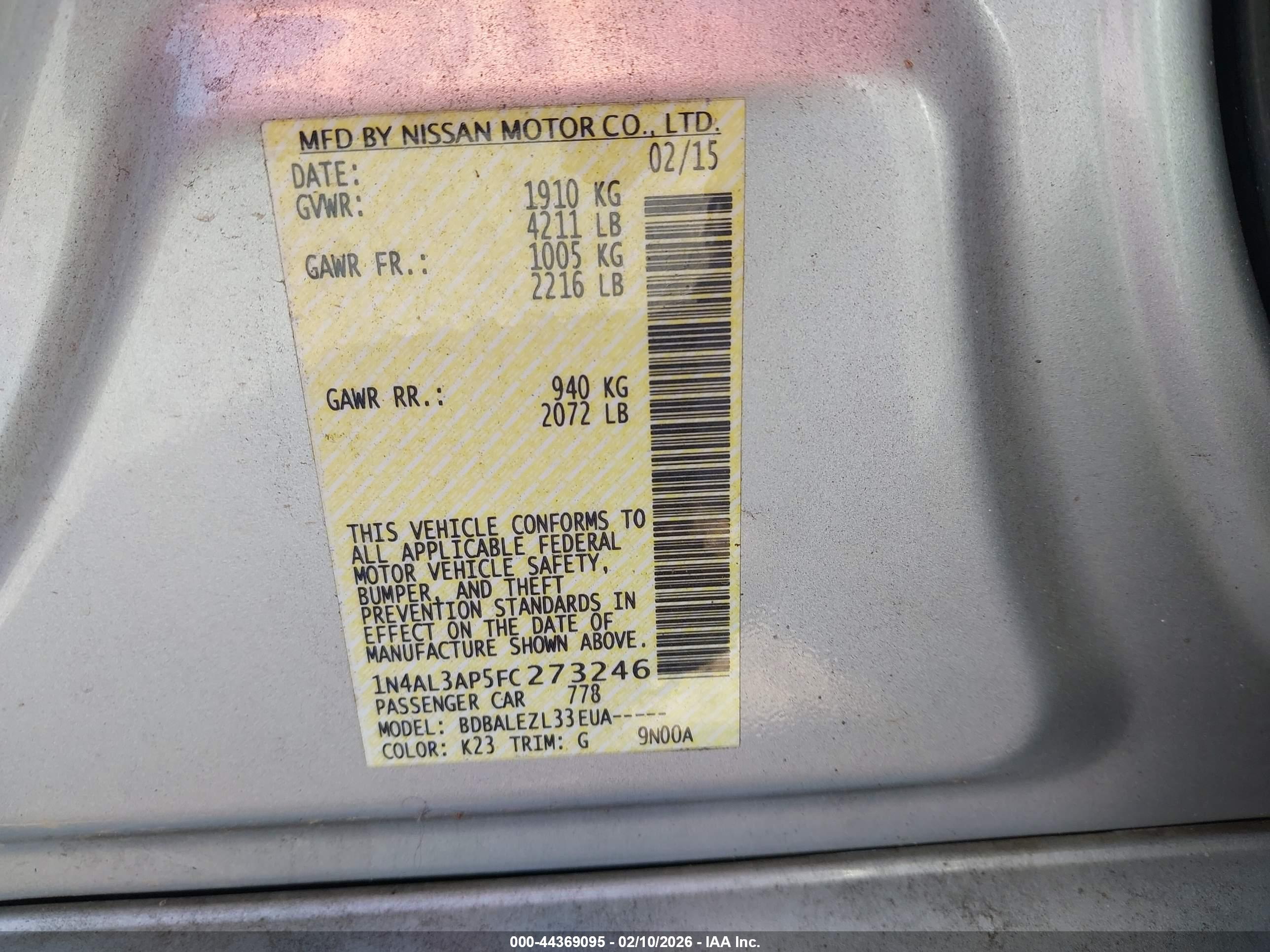 NISSAN ALTIMA image 9