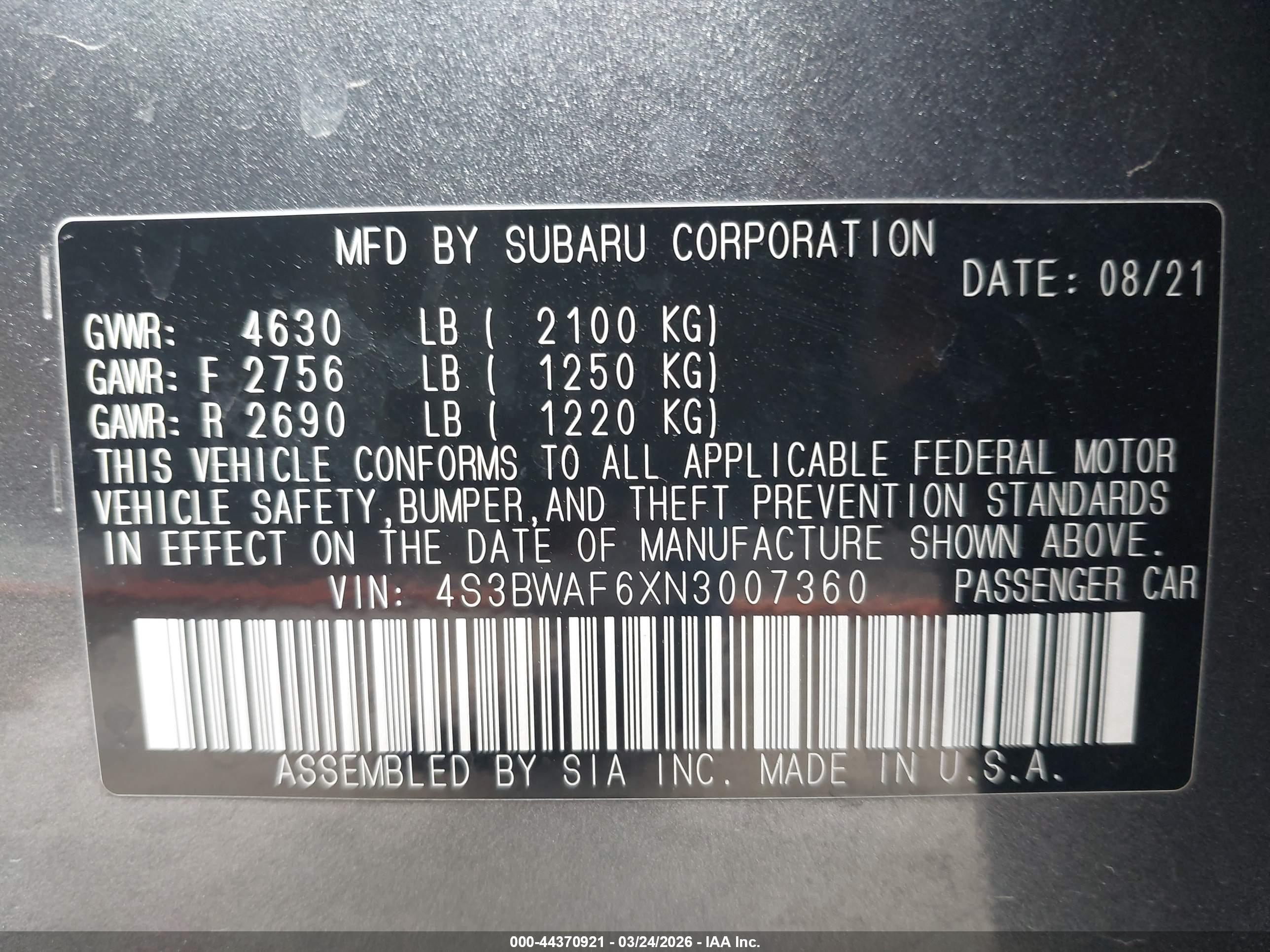 SUBARU LEGACY image 9