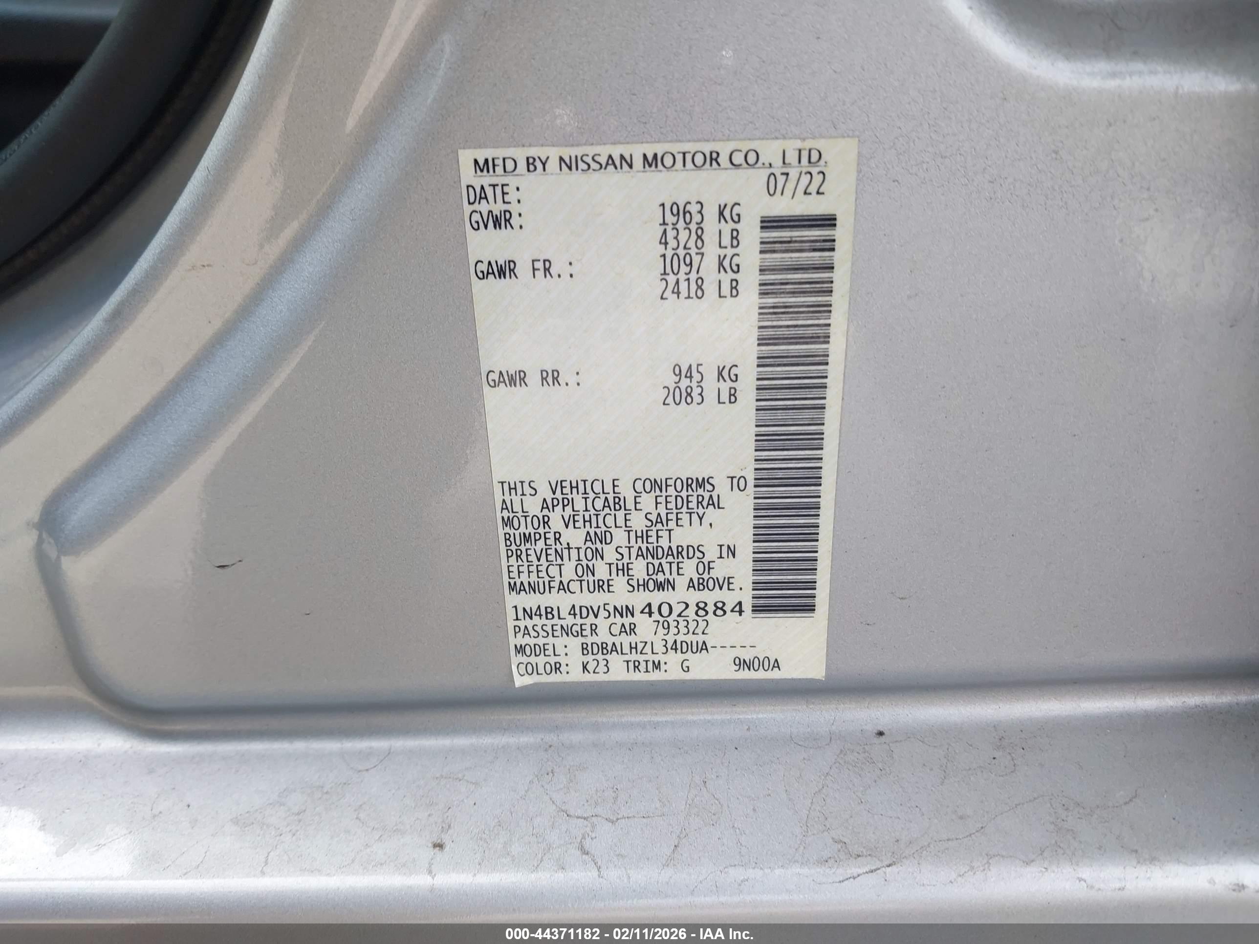 NISSAN ALTIMA image 9