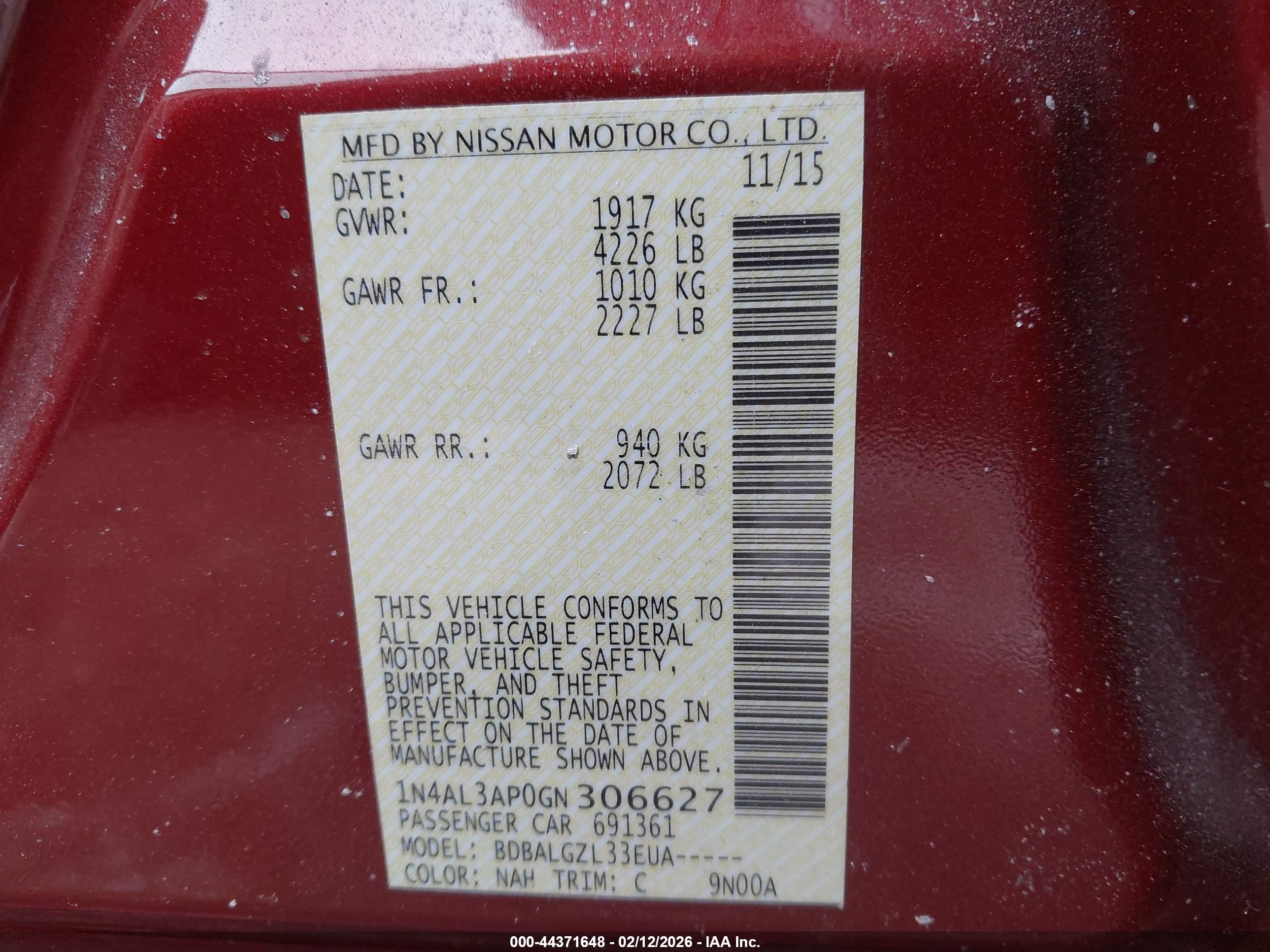 NISSAN ALTIMA image 9
