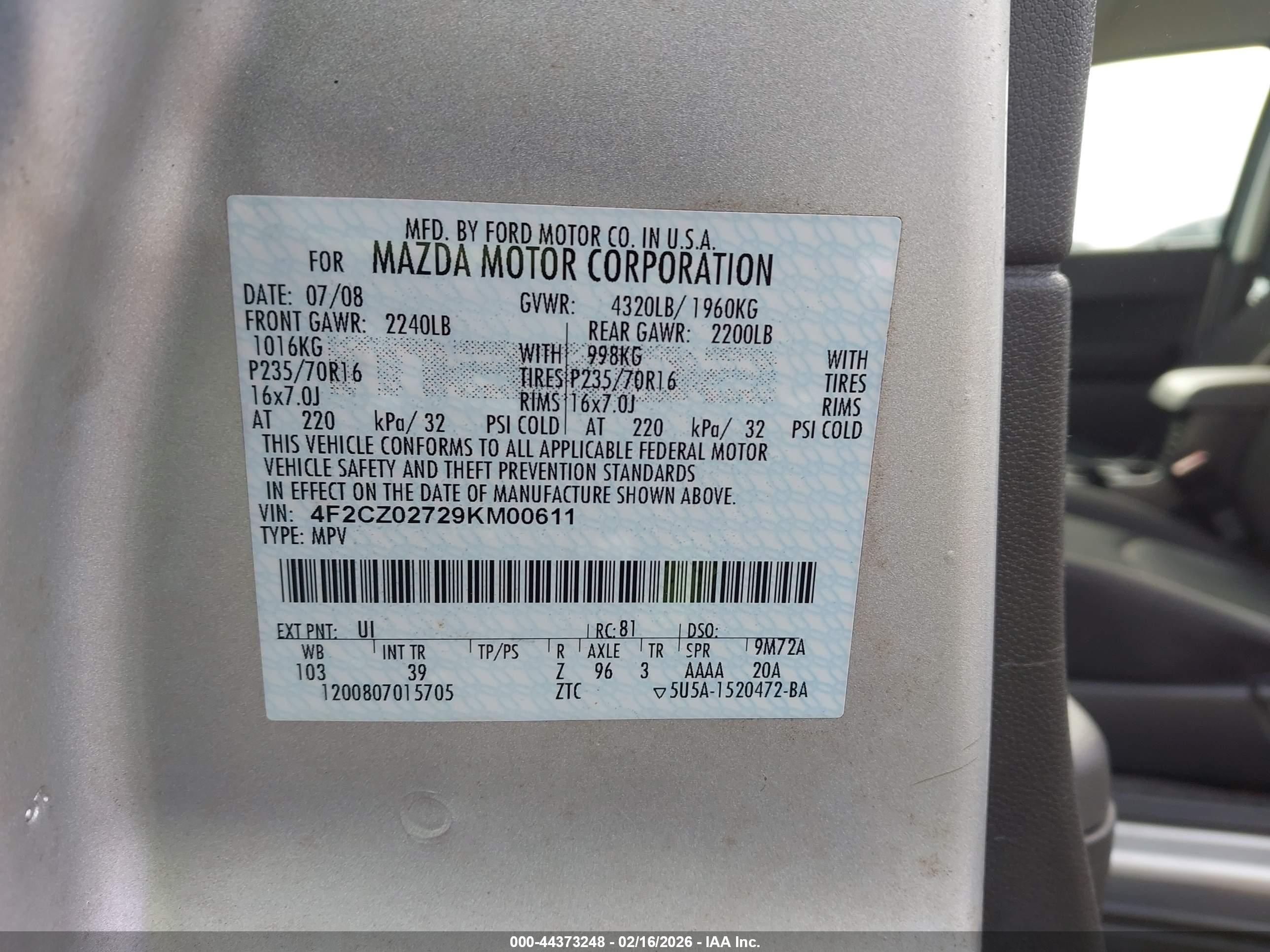 MAZDA TRIBUTE image 9