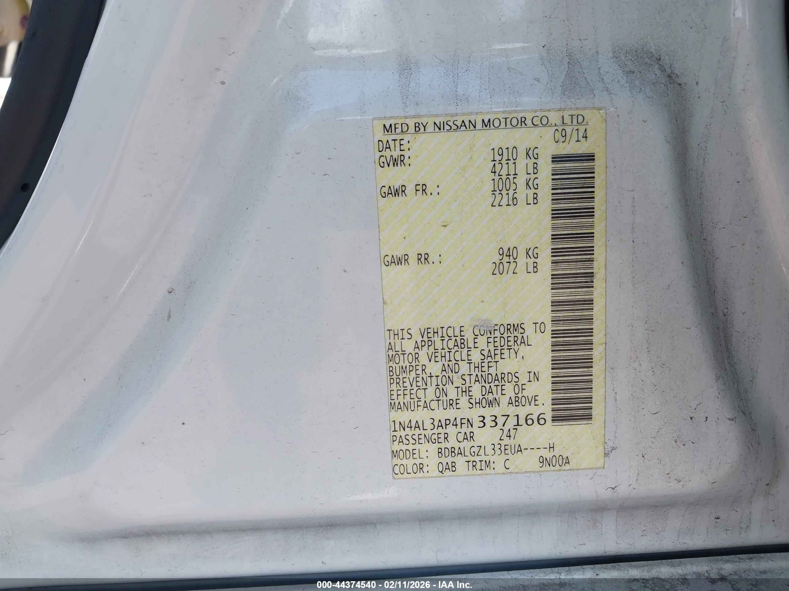 NISSAN ALTIMA image 9