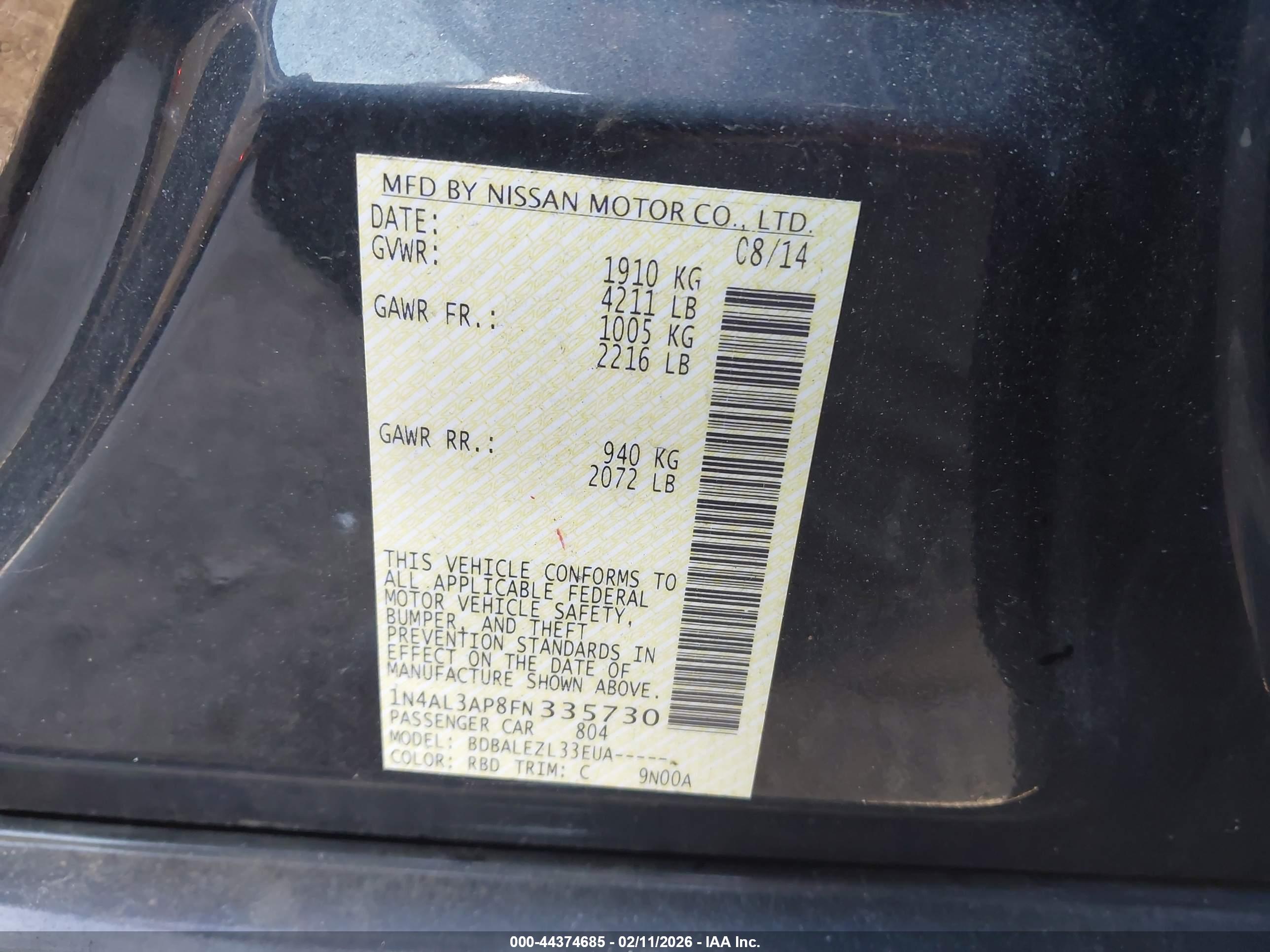 NISSAN ALTIMA image 9